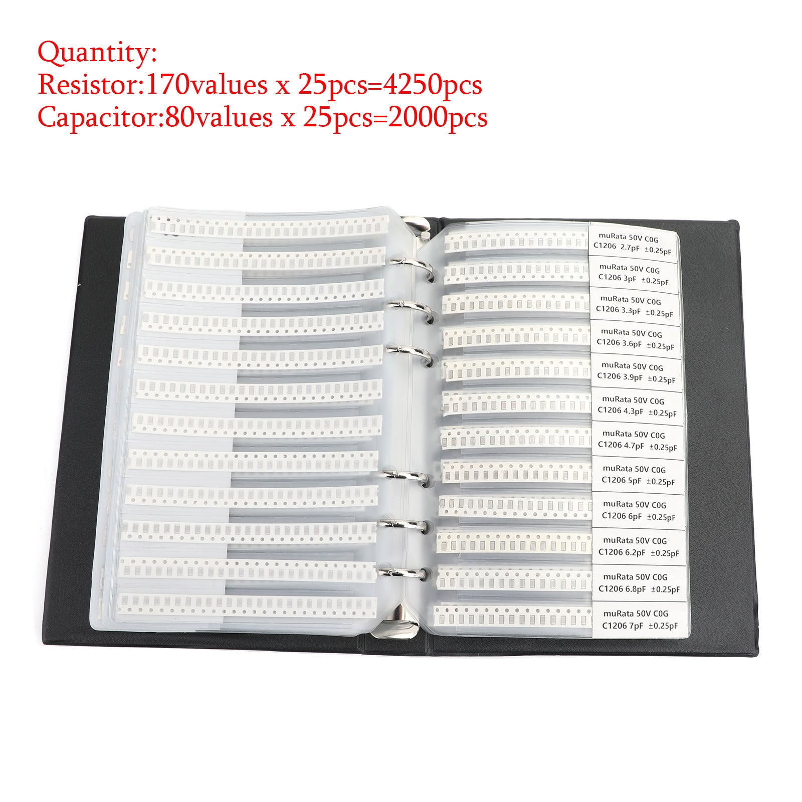 1% SMD Chip Resistor Kit - 170 Values (0201 0805 1206 0402 0603) with Capacitor Sample Book - Perfect for Electronics Repair, DIY Projects & Circuit Prototyping