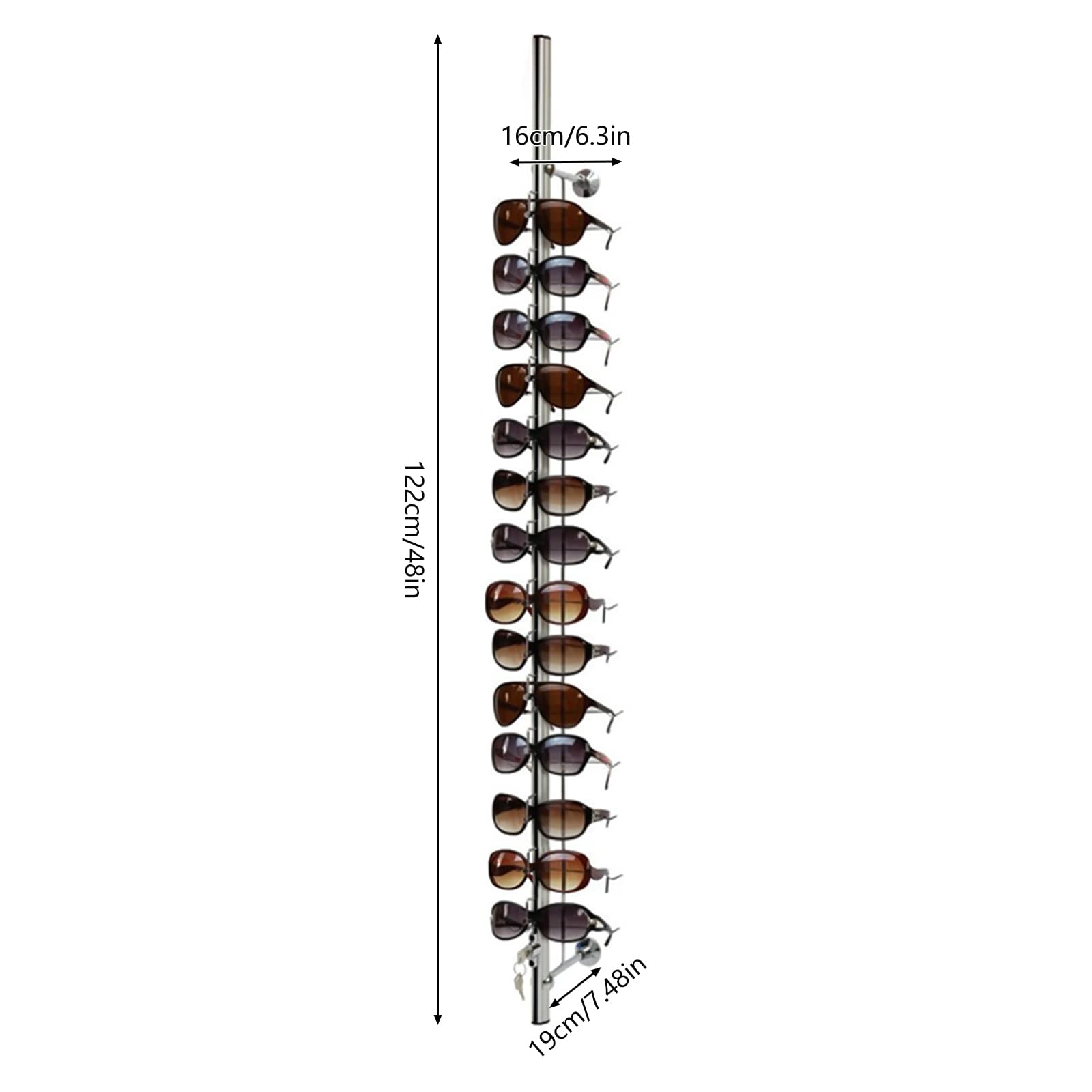 10PCS Lockable Wall-Mounted Sunglasses Display Racks - Eyeglass Holder Stand for Retail Stores (Holds 14 Frames) - Perfect for Optical Shops, Sunglass Boutiques & Department Store Displays