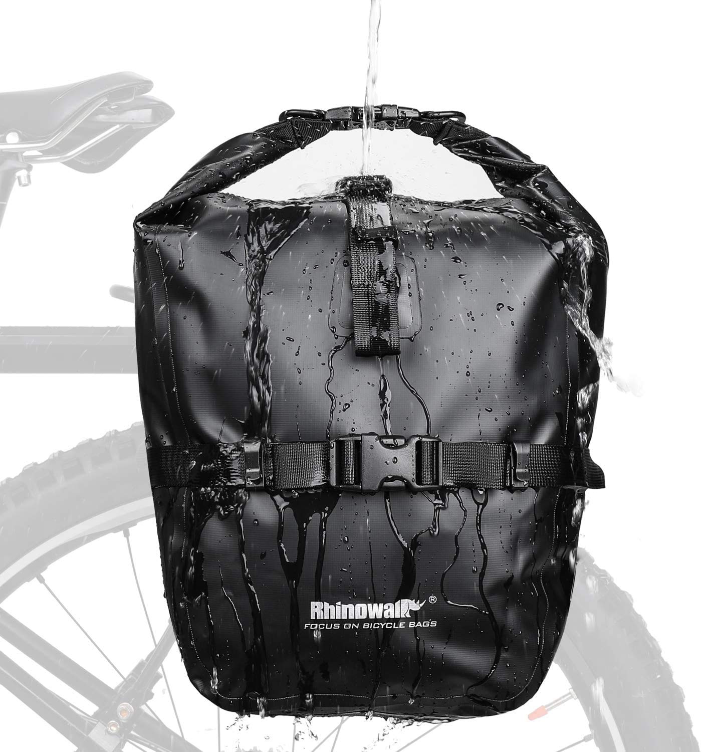 Rhinowalk Waterproof Bike Pannier Bag - Convertible Backpack & Shoulder Bag with Laptop Compartment | Perfect for Commuting, Cycling Tours & Outdoor Adventures
