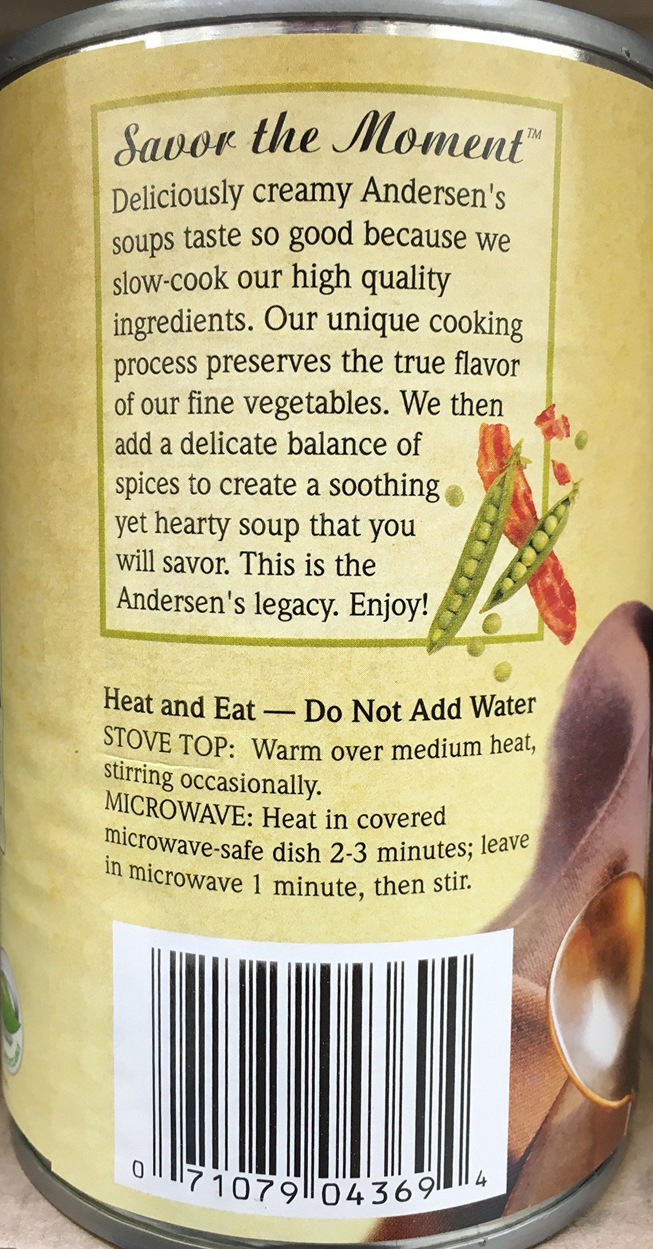 Andersen's Split Pea with Bacon Soup - 15oz Canned Soup (Pack of 4) | Hearty & Flavorful Meal for Camping, Quick Lunches & Emergency Food Supply