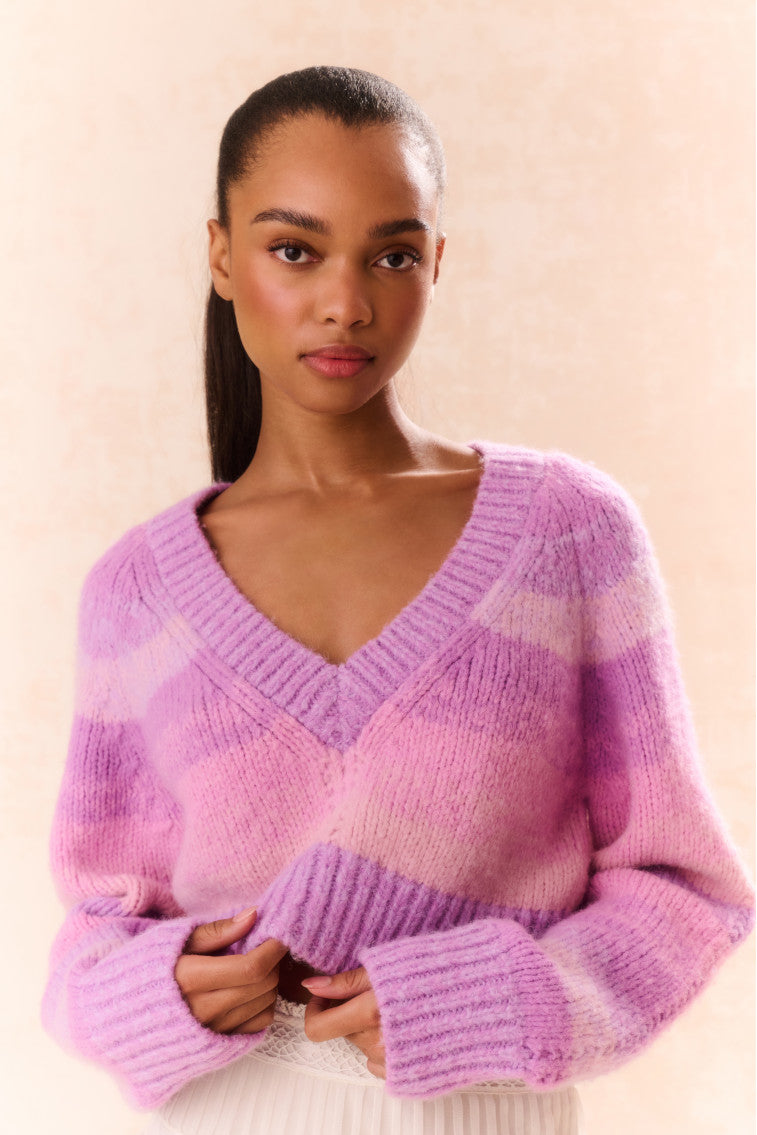 Barbarelle Alpaca Striped Pullover Sweater - Soft & Warm Winter Knitwear for Women - Perfect for Casual Outfits, Office Wear & Cozy Nights