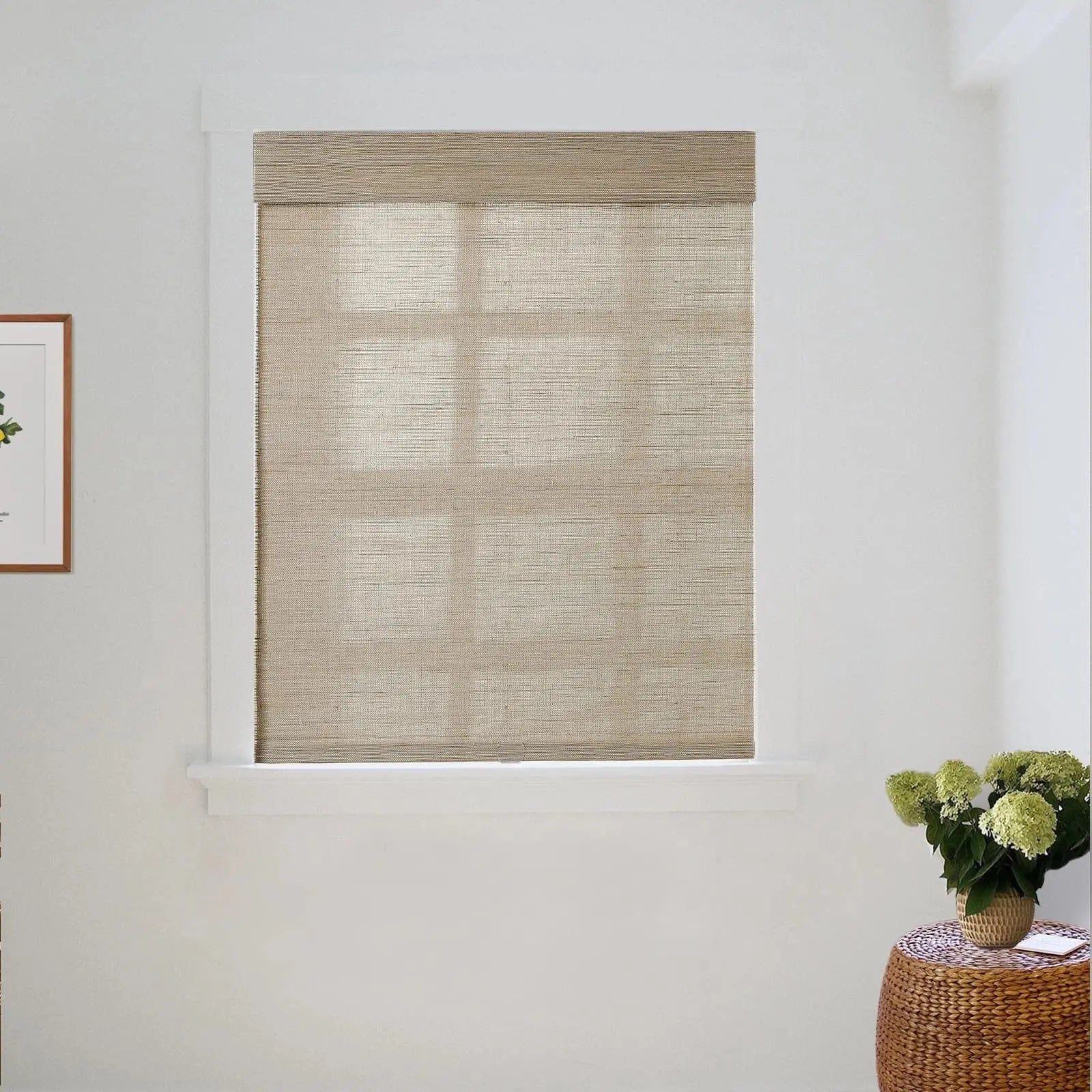 Natural Ramie Bamboo Woven Window Shade - Eco-Friendly Coconut Fiber Blinds for Living Room, Bedroom & Patio - Light Filtering & UV Protection