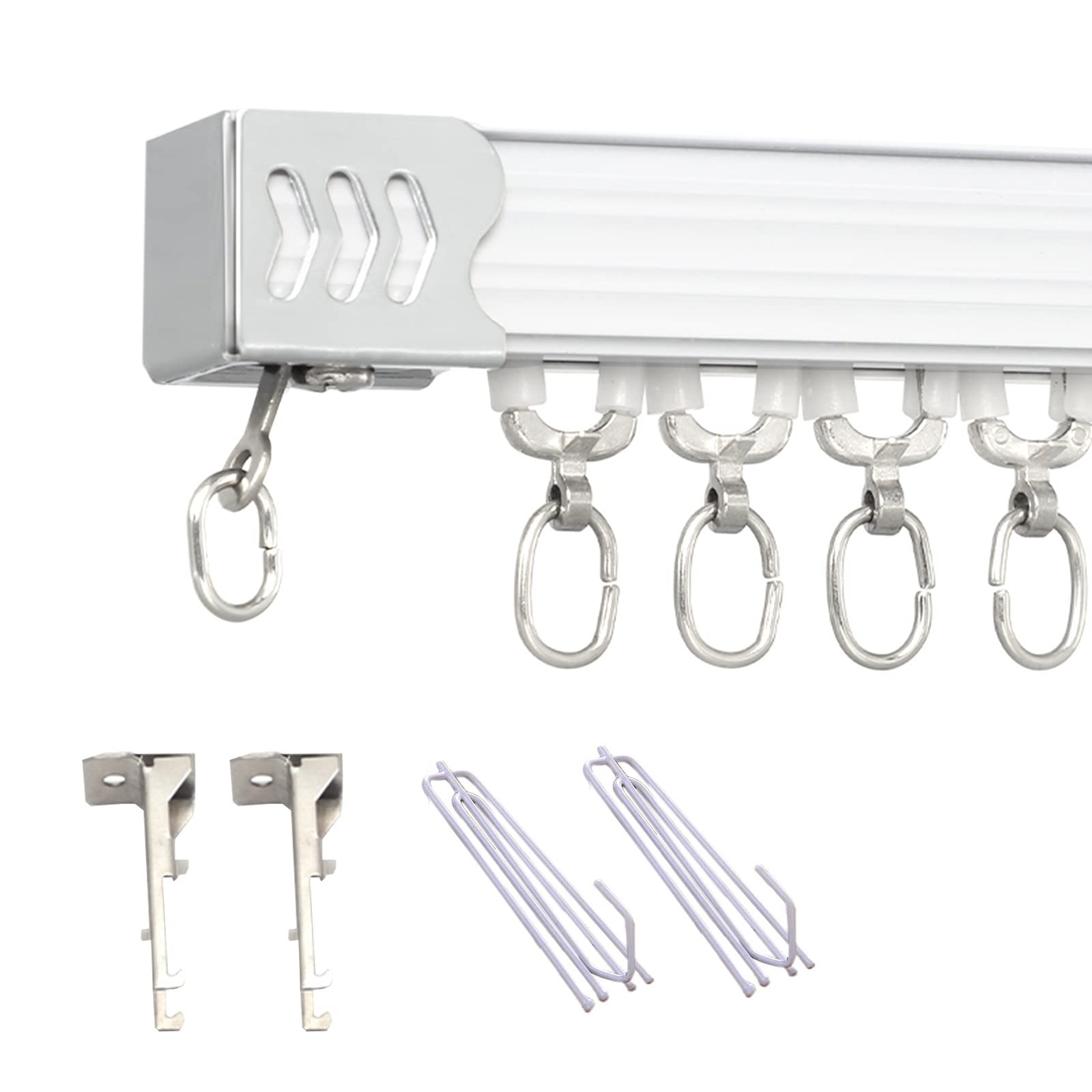 Heavy Duty Wall Mounted Curtain Track System - 13ft White Garage, Workshop & Gazebo Divider - Room Separation & Shower Curtain Rod with Hooks - Perfect for Home Organization, Commercial Spaces & Outdoor Shelters