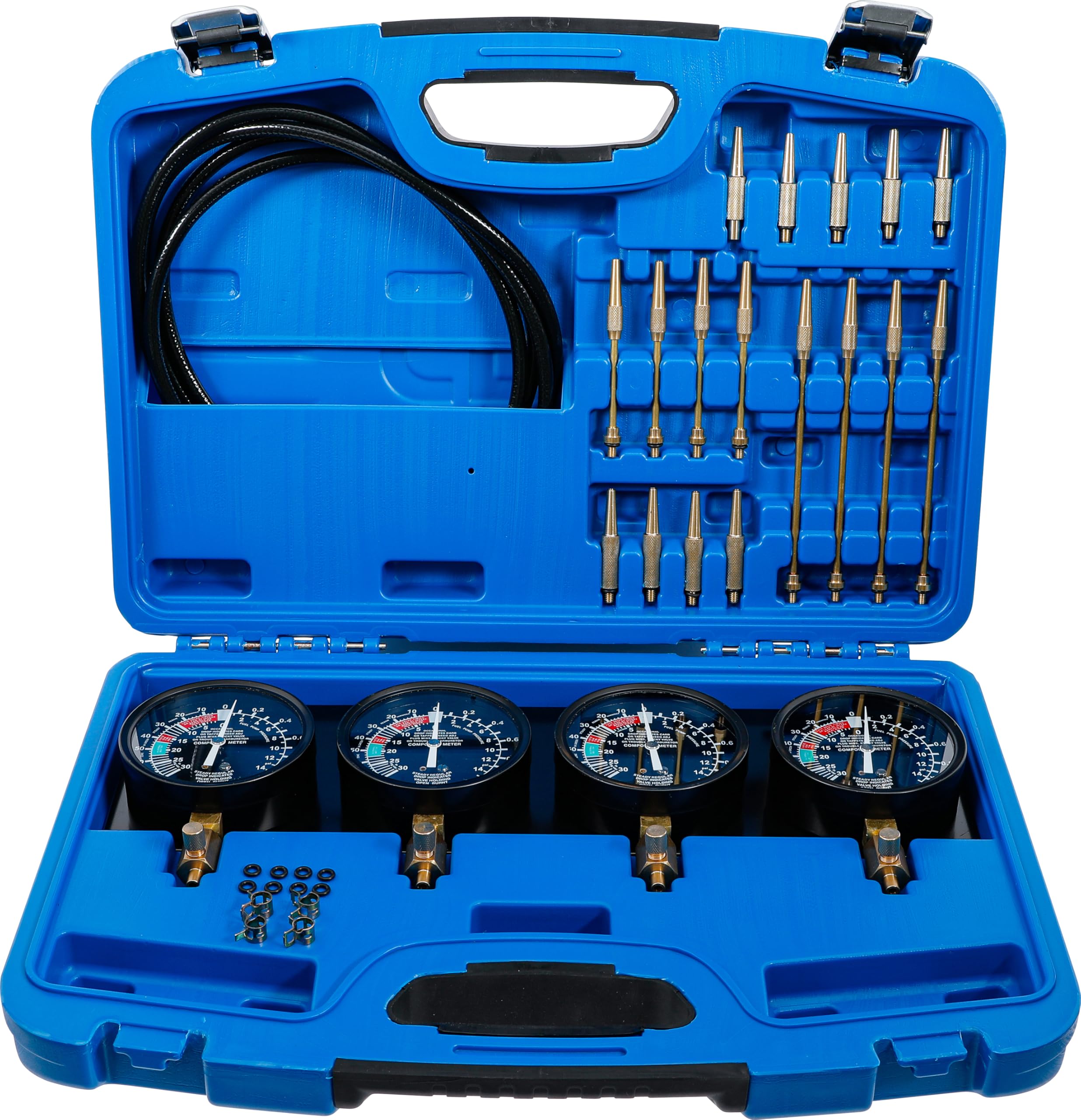 BGS Technic PRO+ 25-Piece Carburetor Tester Kit (0-14 PSI) - Professional Fuel System Diagnostic Tool for Motorcycle, ATV, Small Engine Repair & Maintenance