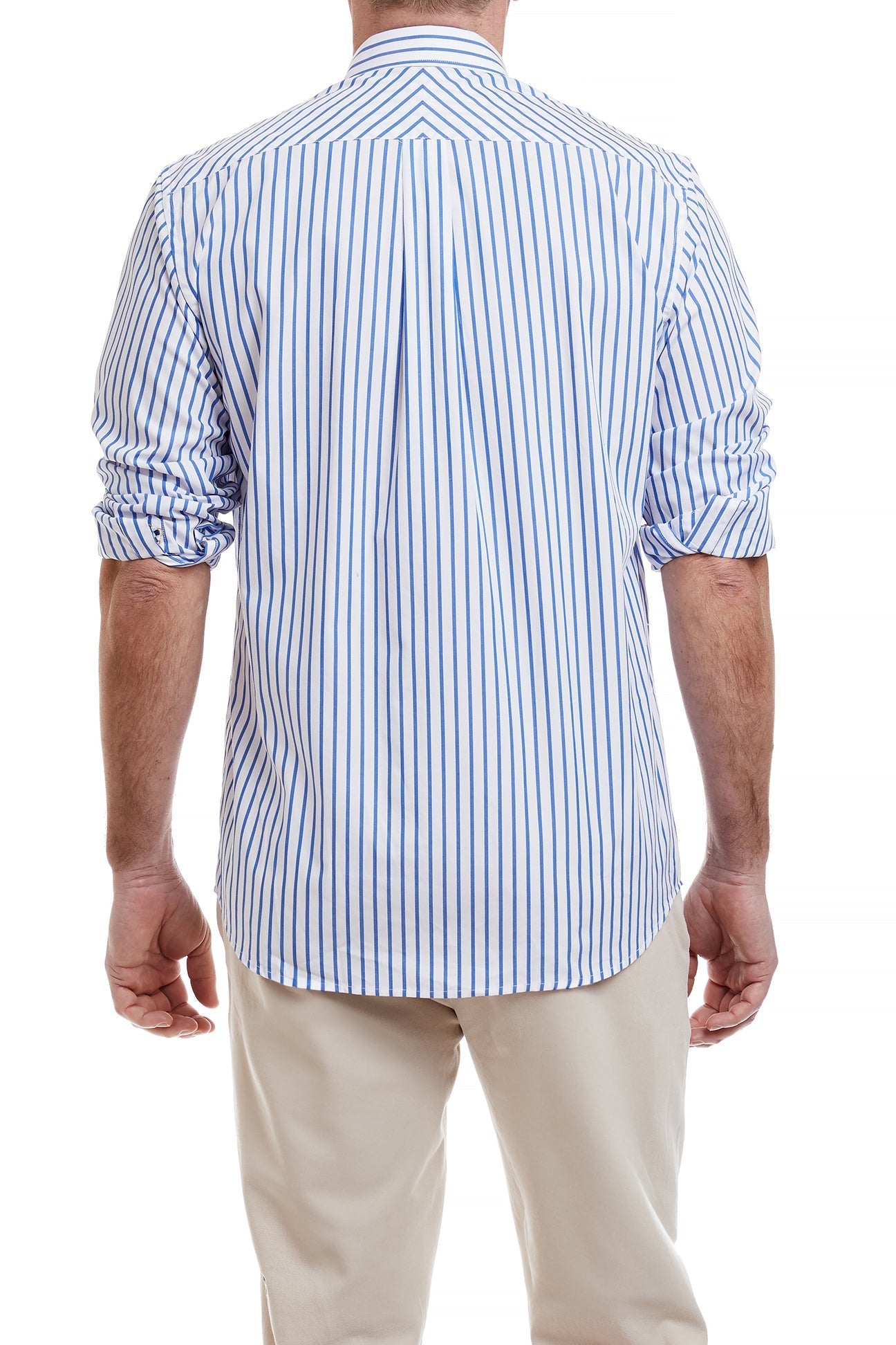 Chase Shirt Blue Stripe with Red White and Royal Blue Grosgrain - Stylish Casual Wear for Men & Women - Perfect for Office, Parties, and Everyday Outfits