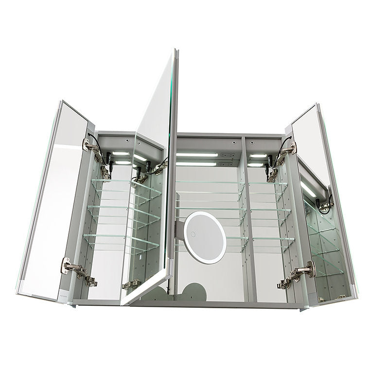 Aquadom Edge Royale 36x32 Inch LED Lighted Triple Door Bathroom Medicine Cabinet - Perfect for Modern Homes & Spa-Like Bathrooms