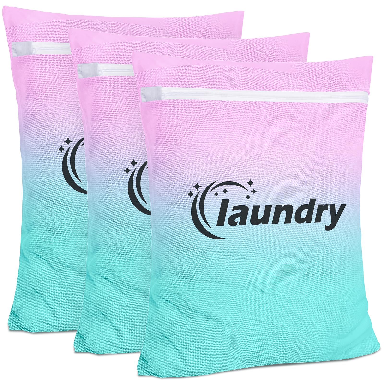 **Mesh Laundry Bags for Delicates - Zippered Wash Bags for Lingerie, Bras & Socks - Gentle Protection for Hand & Machine Washing (Set of 3, 4 Sizes)**    *Perfect for Travel, Gym, Dorm & Everyday Laundry Care*