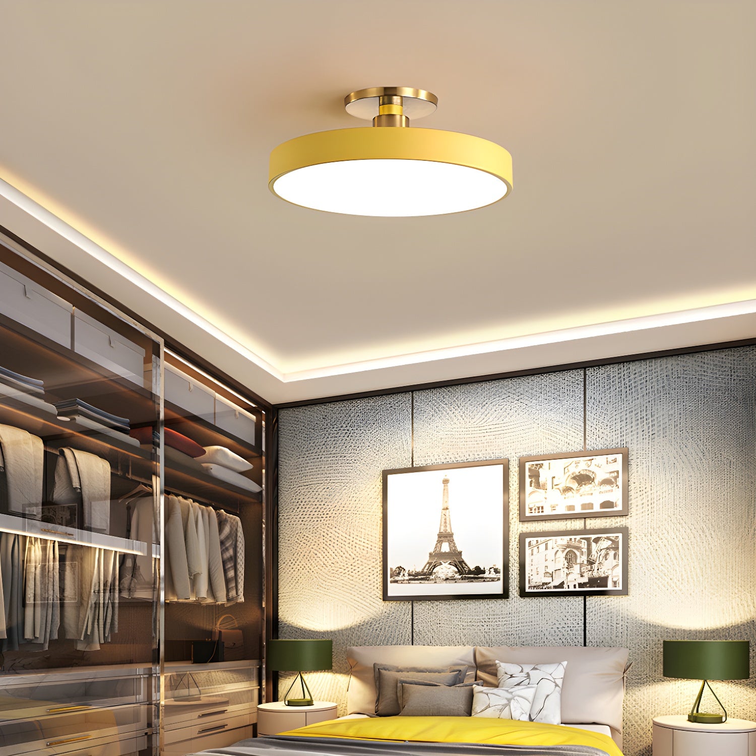 Modern Isla Flush Mount Ceiling Light Fixture - Sleek LED Lighting for Bedroom, Kitchen & Hallway - Energy Efficient Home Decor