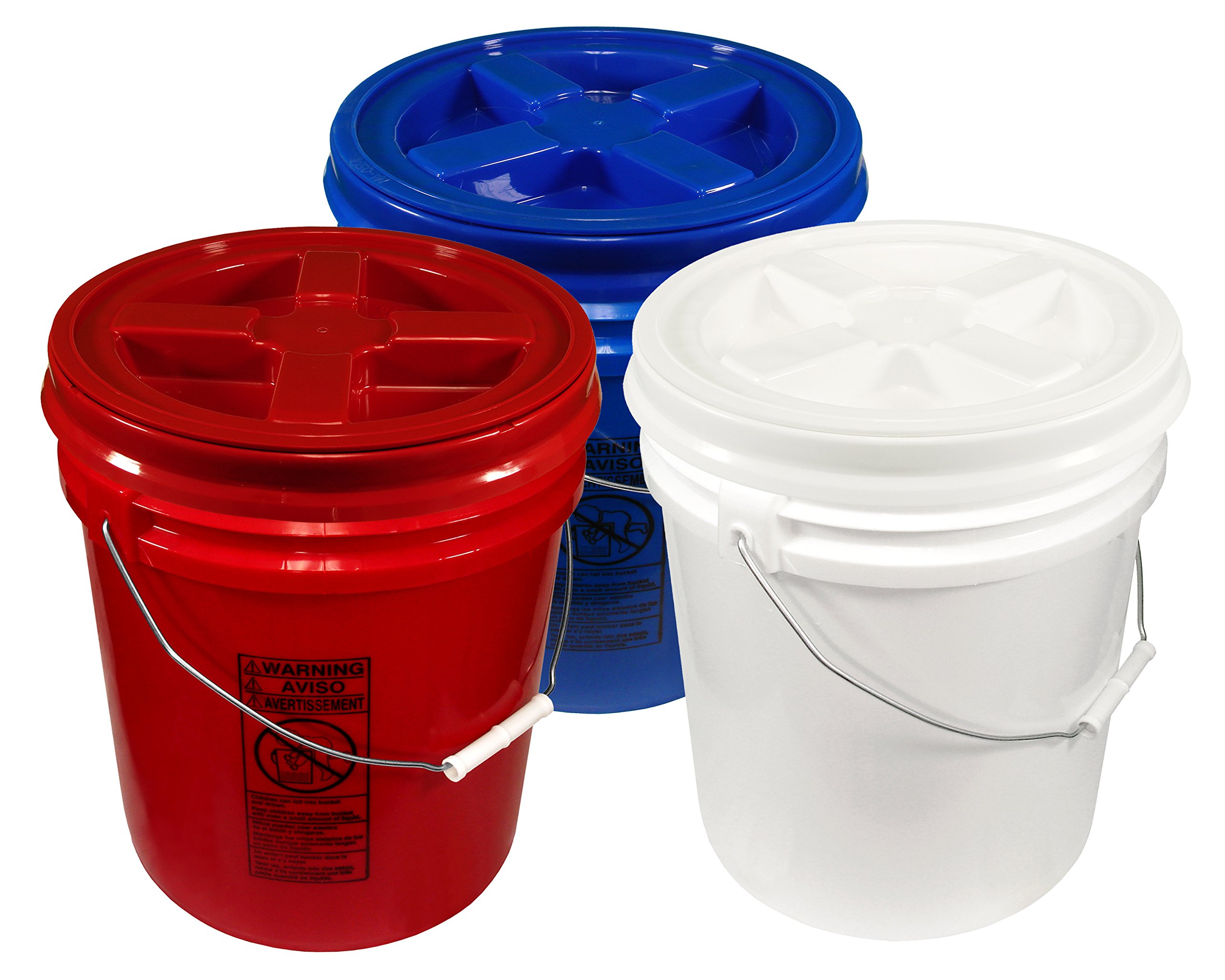 Patriot Pails 5 Gallon Buckets with Gamma Seal Lids (3 Pack) - Heavy Duty Food Storage Containers for Emergency Prep, Camping & Home Organization