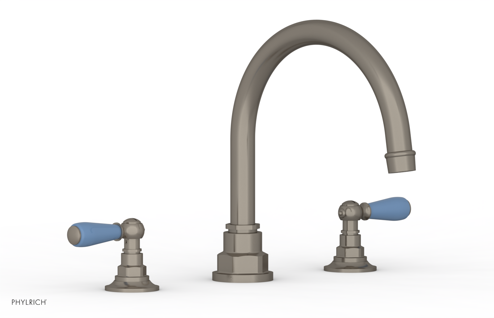 Jamestown Deck Tub Set with Lever Handles - Light Blue Accented Bathroom Sink for Modern Homes (165-41) | Perfect for Guest Bathrooms, Powder Rooms & Coastal Style Decor