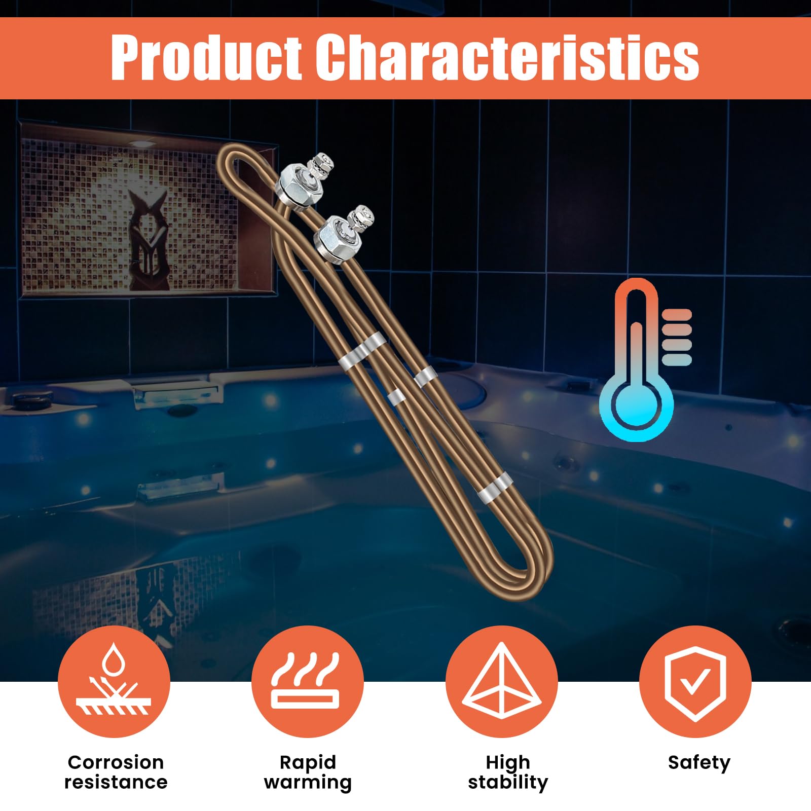 5.5kW 240V Titanium Hot Tub Heater Element - Universal Replacement for Balboa Spa Heaters & Flo-Thru Systems | Durable Electric Spa Heater Upgrade for Relaxing Hot Tub Experiences (5.5kw)