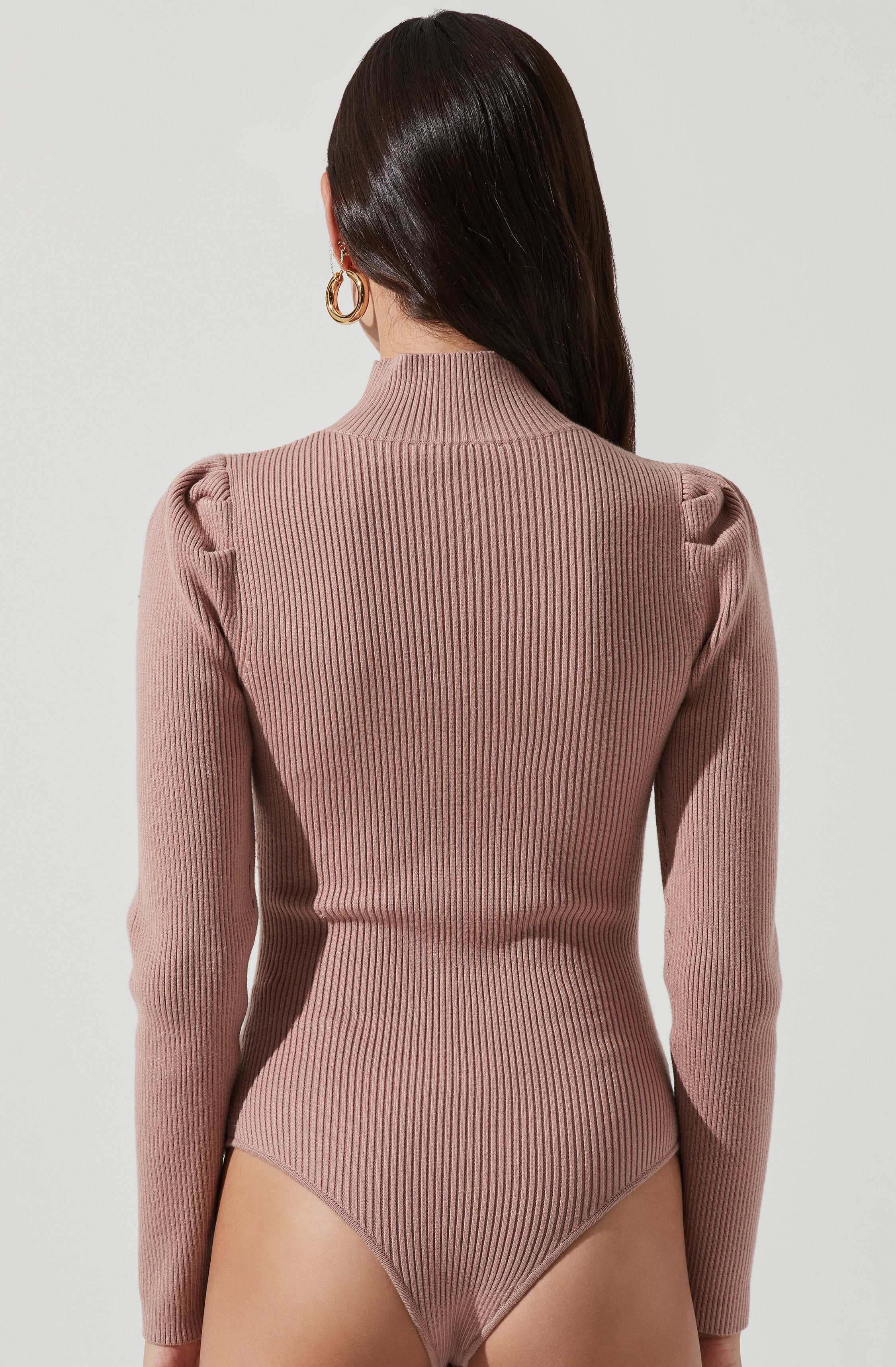 Stylish Front Cutout Long Sleeve Sweater Bodysuit for Women - Trendy Fall Winter Layering Piece for Date Night & Office Wear