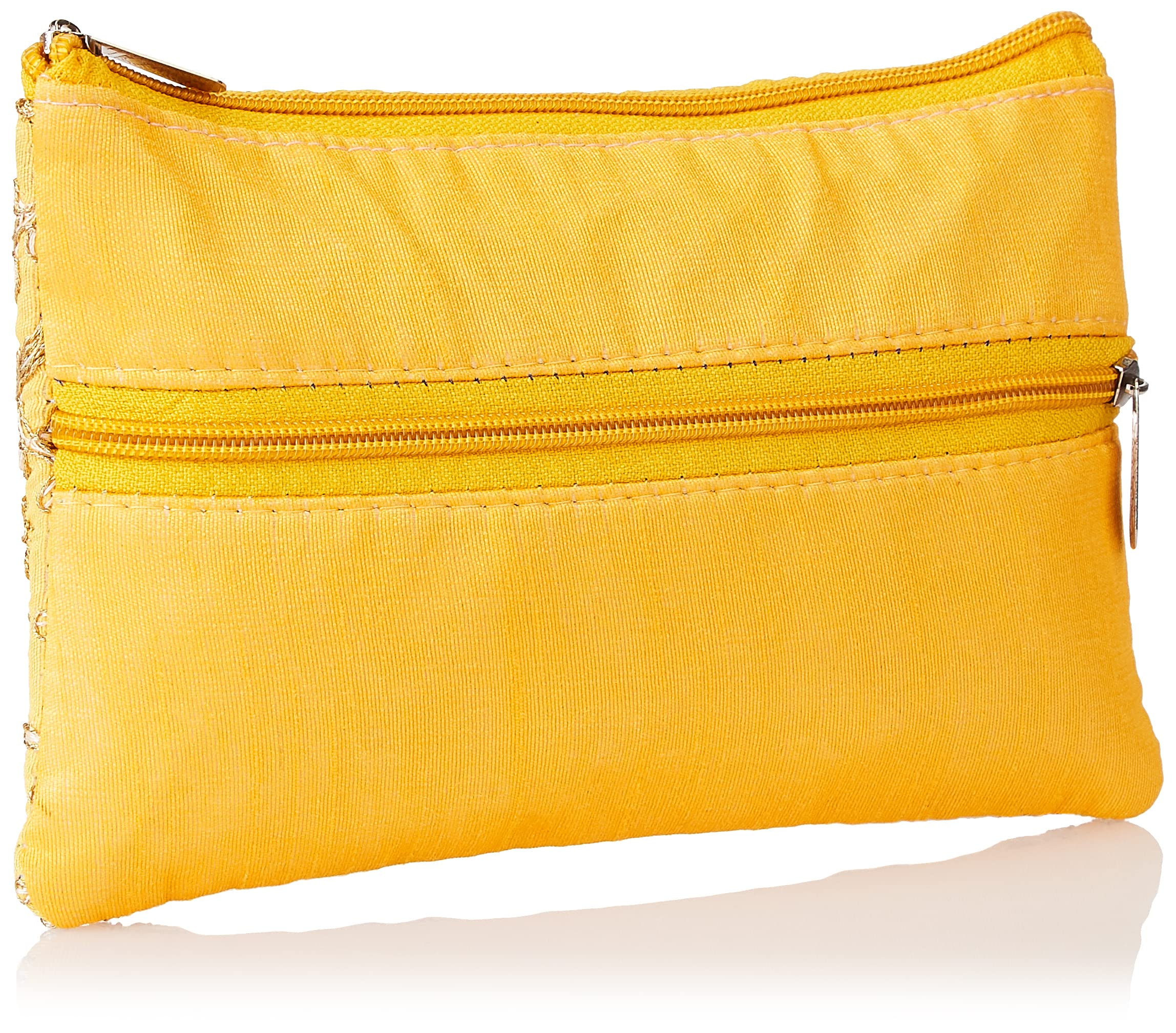 Kuber Industries Women's Embroidery Handbag Wallet - Elegant Yellow Clutch for Party, Wedding, Date Night | Fashionable Rectangular Purse for Evening Events, Bridal Accessories & Special Occasions (HS39KUBMART022024)
