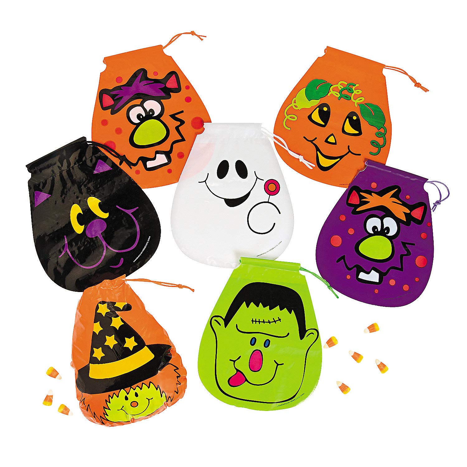 Halloween Party Favor Bags - 72 Pack Plastic Drawstring Goody Bags for Halloween Treats & Candy - Bulk Halloween Party Supplies for Trick or Treat, Classroom Celebrations & Costume Parties