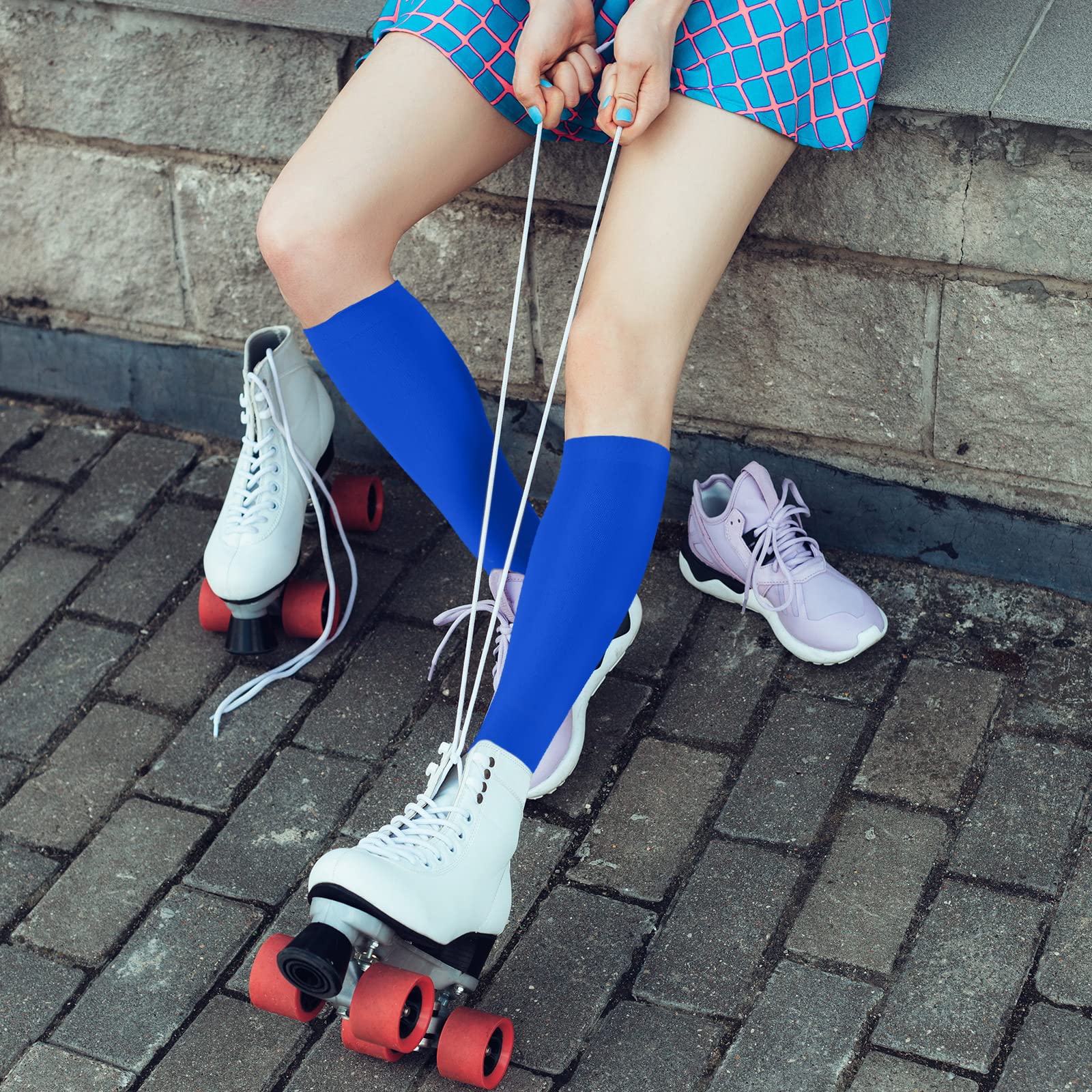 SATINIOR 3 Pairs Knee High Skating Socks for Women - Roller & Ice Skating