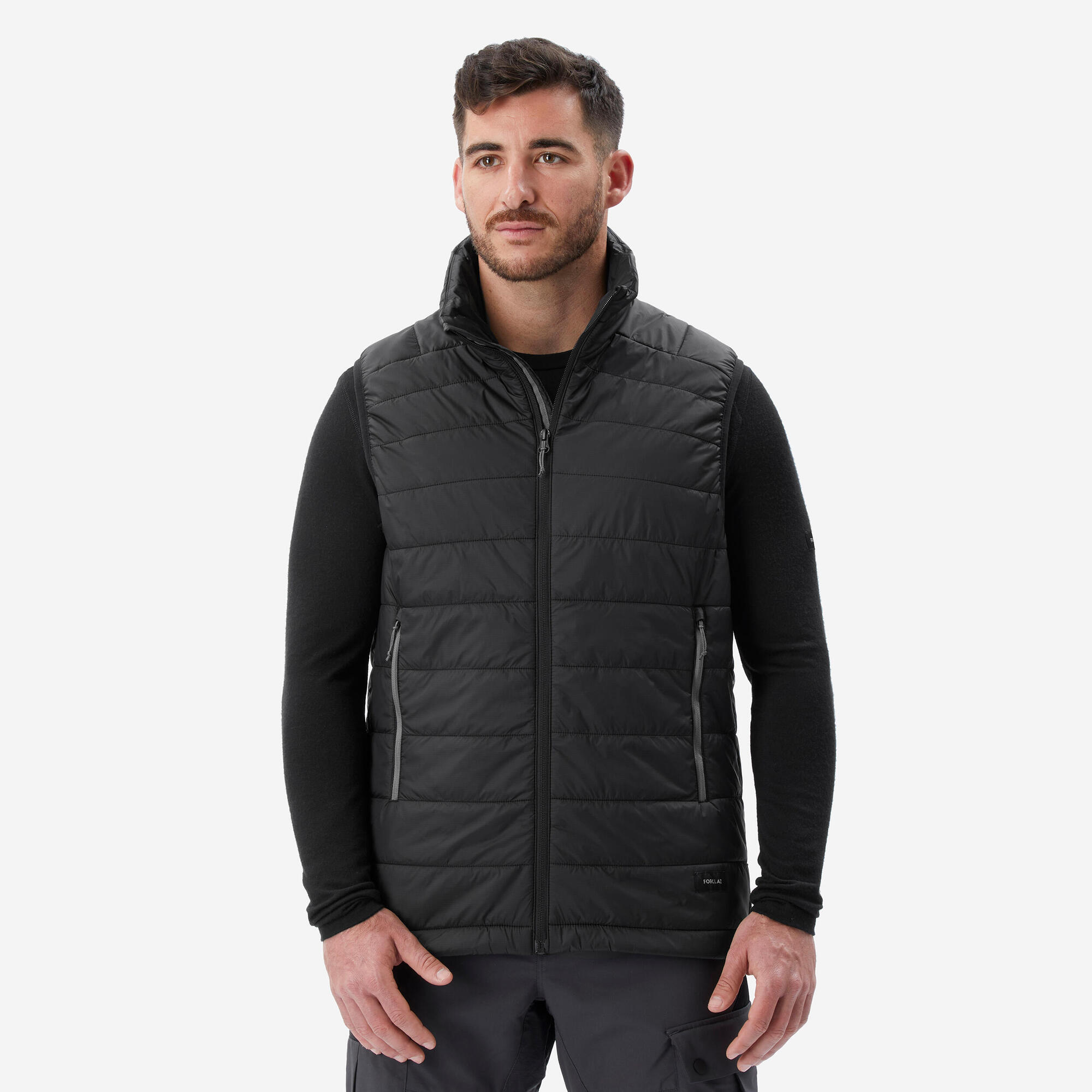Forclaz Men's MT100 Synthetic Puffer Vest - Lightweight Insulated Winter Jacket for Hiking & Outdoor Activities | Water-Resistant Cold Weather Gear