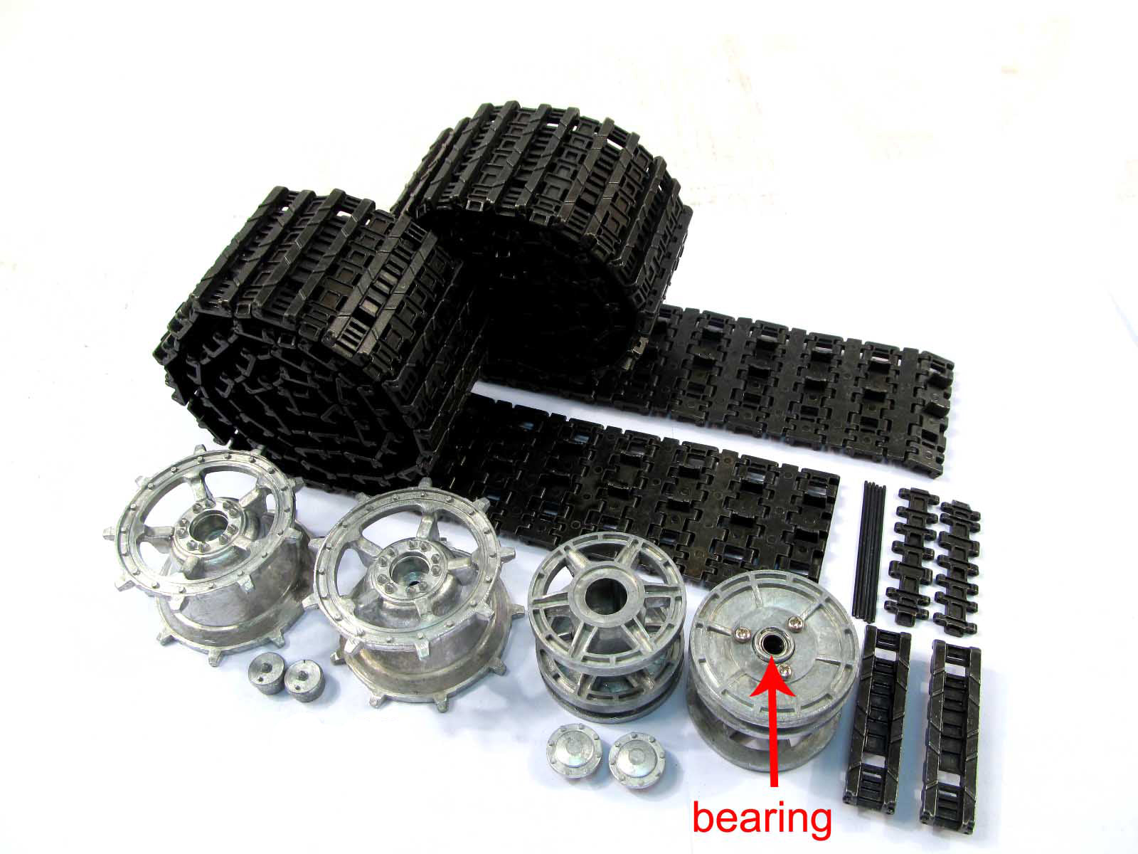 MATO 1/16 Scale Metal Suspension Bars, Tracks, Wheels, Gearbox, Motor & Firefly Barrel Spring Set for Henglong RC Tanks - Upgrade Parts for Realistic Military Model Tank Battles & Display