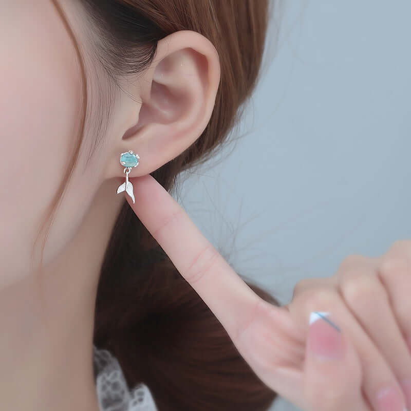 Whale Tail Blue Ocean Drop Earrings for Women - Handmade Dangle Jewelry - Perfect for Beach Wedding, Boho Style & Summer Outfits | A28