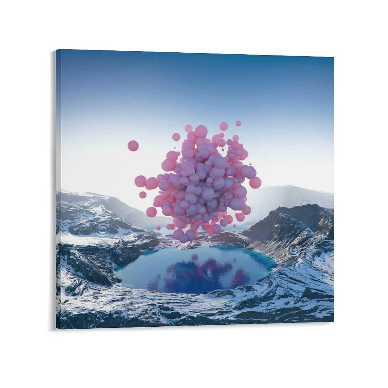 Pink Balloon Nordic Canvas Painting - 16x16 Inch (40x40cm) Wall Art Poster, Modern Landscape Print for Living Room, Bedroom & Office Decor