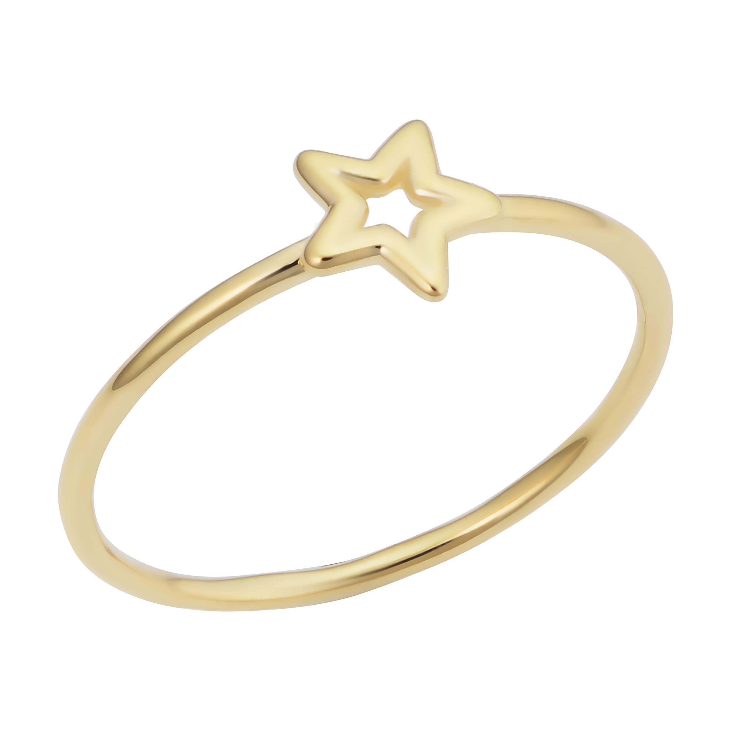 Kooljewelry 14k Yellow Gold Minimalist Star Ring - 6.7mm Dainty Gold Star Jewelry for Women | Perfect for Everyday Wear, Gift Giving & Special Occasions