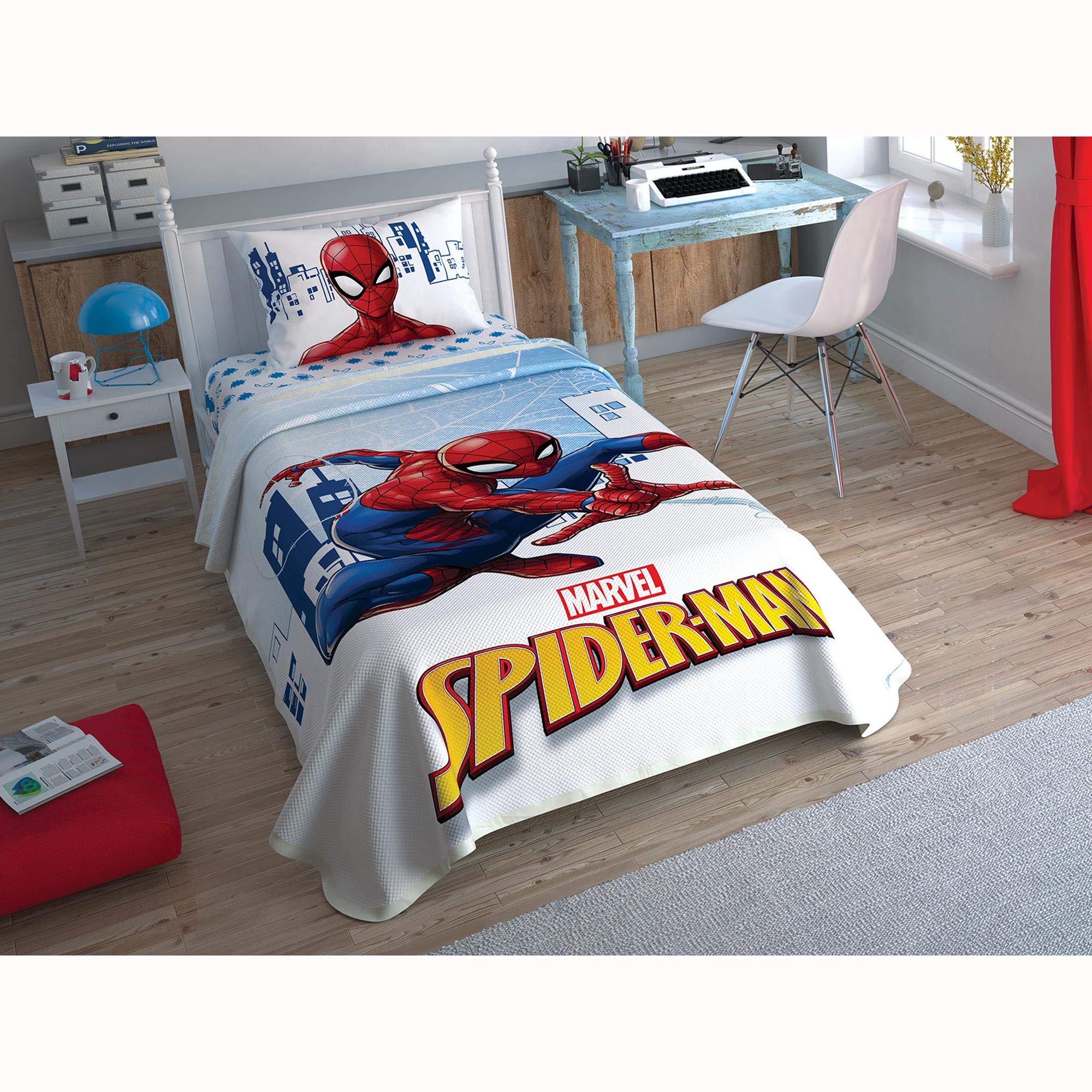Marvel Spider-Man Attack Bedding Set - Single Size Comforter Set for Kids & Teens, Superhero Themed Room Decor, Perfect for Bedrooms, Dorms, and Gift Giving