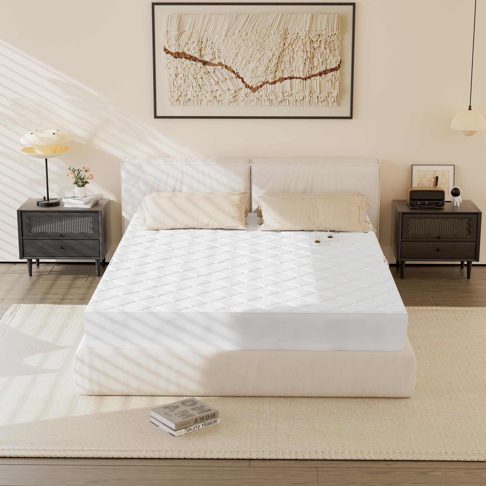 Electric Heated Mattress Pad Queen Size - Dual Control Luxury Bed Warmer with 10 Heat Settings & Auto Off (2/4/8 Hours) | Fits Up to 18