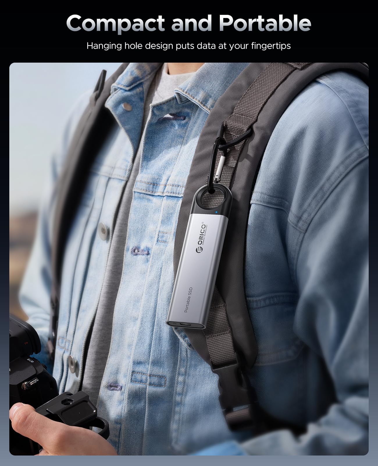ORICO 512GB External SSD - Ultra-Fast 460MB/s USB 3.1 Portable Solid State Drive with Hanging Hook, USB-C to USB-A 2-in-1 Cable - Perfect for Smartphones, Tablets, Laptops - Ideal for Travel, Work & Gaming Storage (Model C5)
