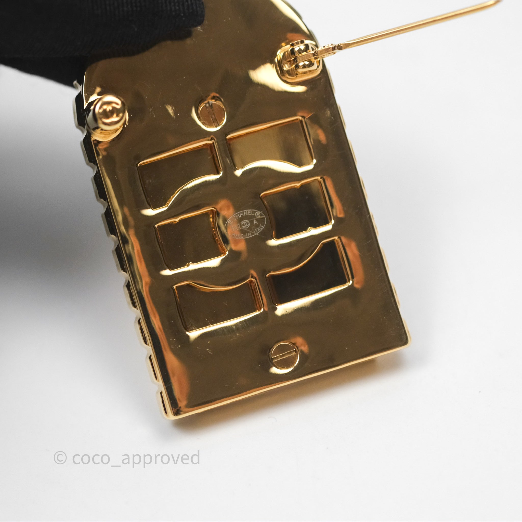 Chanel 31 Rue Cambon Gold Tone Door Brooch Pin - Elegant Fashion Accessory for Women | Perfect for Special Occasions, Parties and Gift Giving