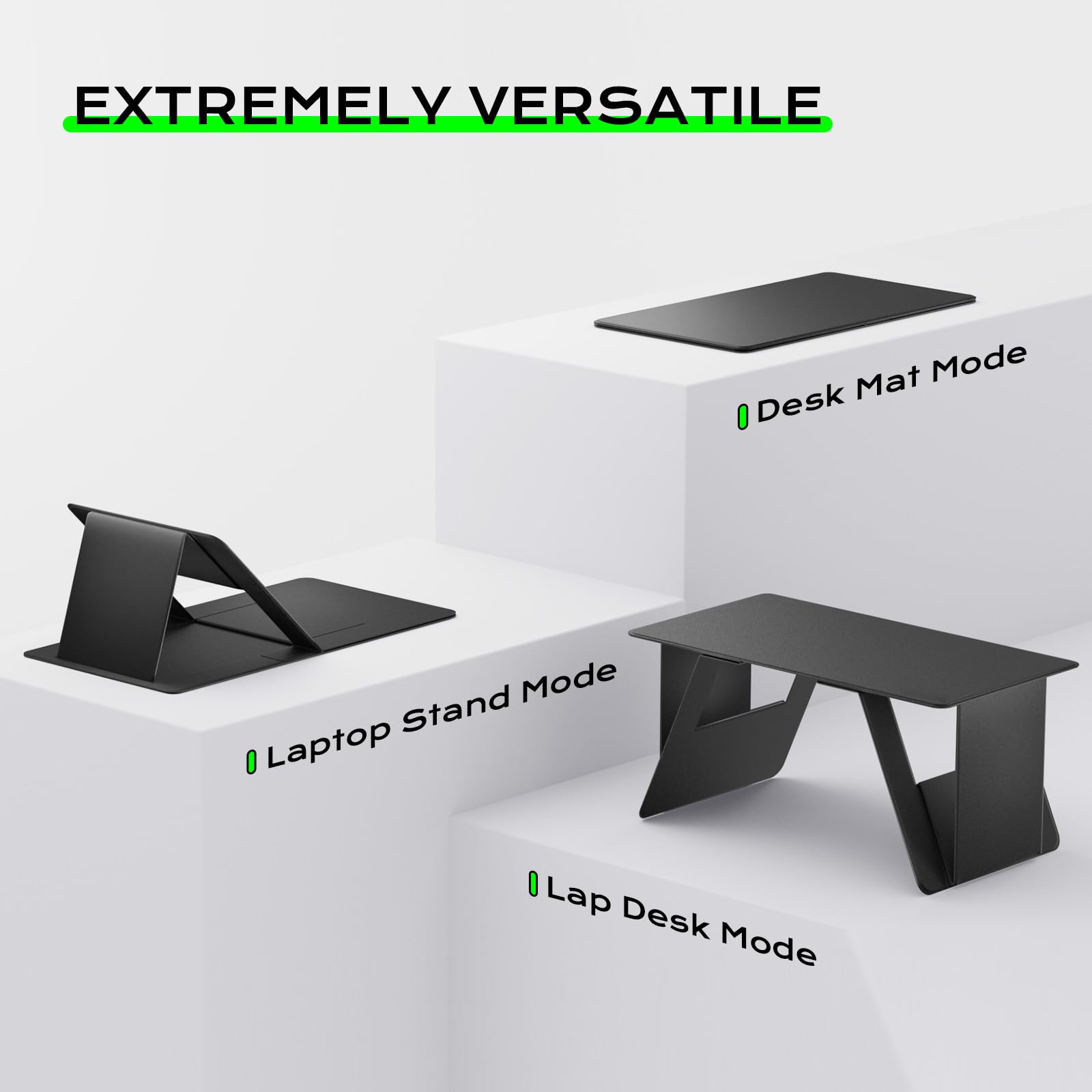 Foldable Laptop Desk for Bed & Travel - Portable Lightweight Standing Computer Table with Adjustable Height for Work, Study, Gaming & Office Use - Black Ergonomic Lap Desk by FansDreams (Standard Size)