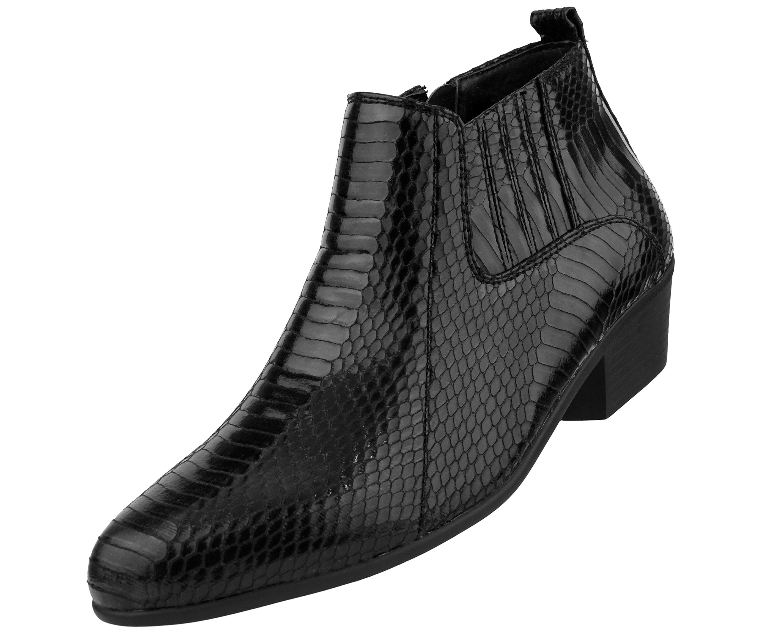 Bolano Adder Men's Fashion Boots - Realistic Snake Print Dress Ankle Boots with Easy Zipper Slip-On Design | Perfect for Office Wear, Night Out & Casual Style