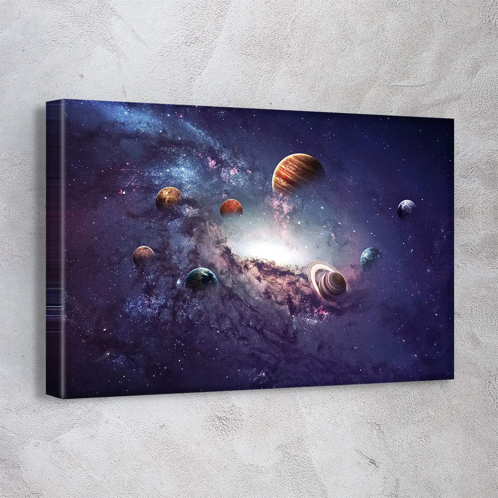 NASA Solar System Planets Astronomy Wall Art Canvas Print - 36x24 Inch Gallery Wrapped Space Decor for Office & Home | Made in USA | Perfect for Astronomy Lovers, Science Classroom & Modern Interior Design