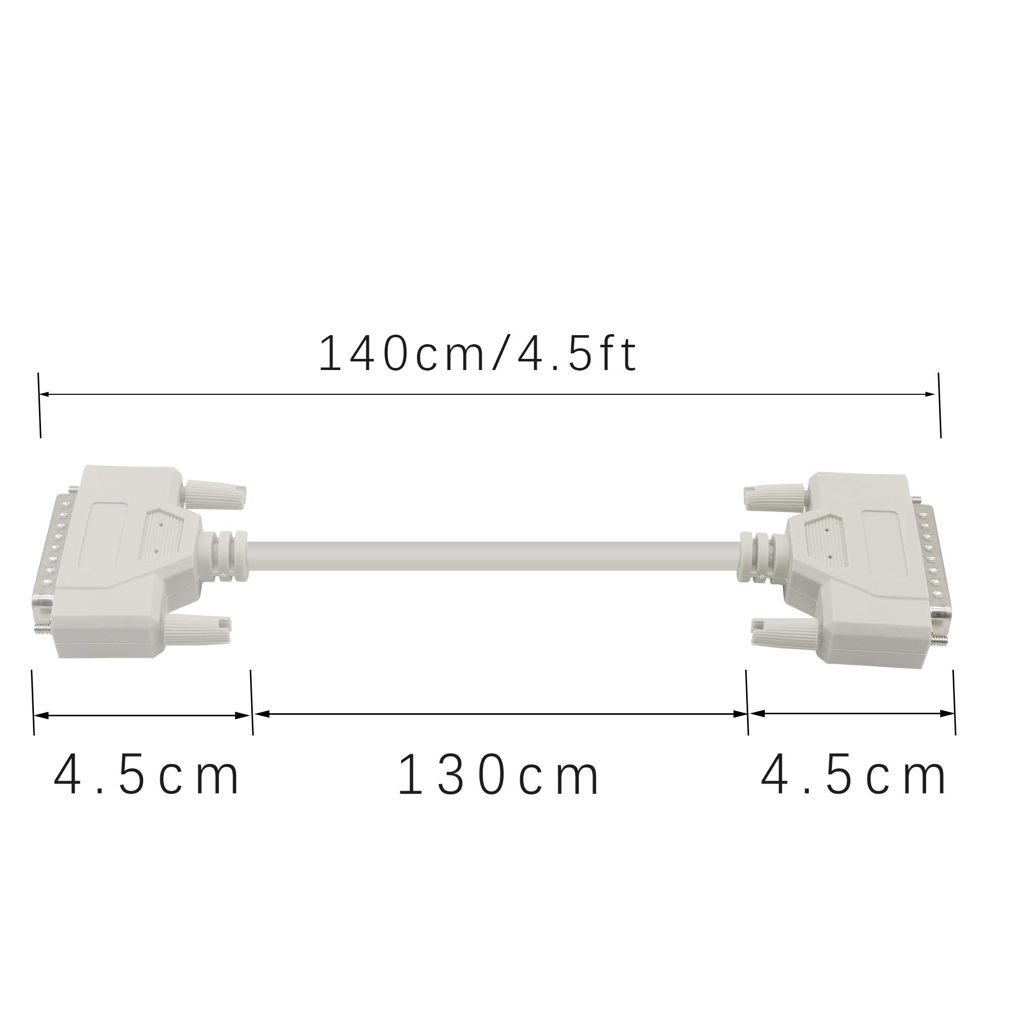 PNGKNYOCN 4.5 Feet DB25 Male to Male Parallel Printer Cable - High Speed Data Transfer for Computer to Printer Connection - Perfect for Office Printers, Dot Matrix Printers & Legacy Devices