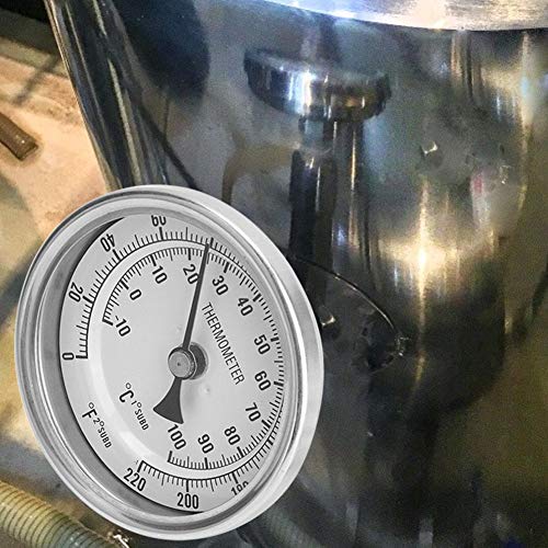 Bimetal Thermometer - Mini Industrial Dual Scale Thermometer for Stock Pots, Mash Tuns, Fermenters & Home Brew Kettles | Perfect for Cooking, Brewing & Food Processing