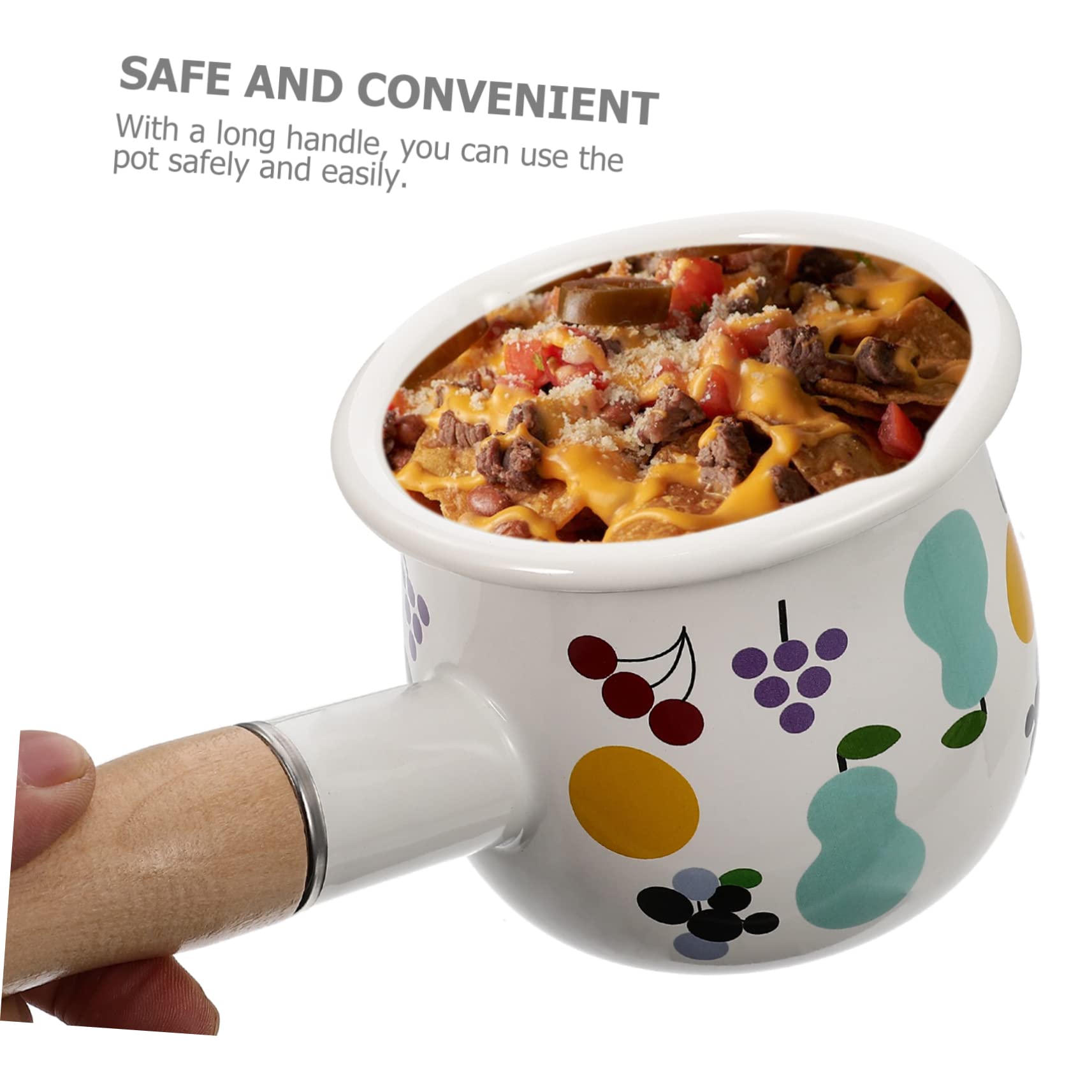 Portable Enamel Butter Warmer & Milk Pan with Handle - Perfect for Baby Food Heating, Melting Butter, and Kitchen Use | Ideal for Home, Camping, and Travel