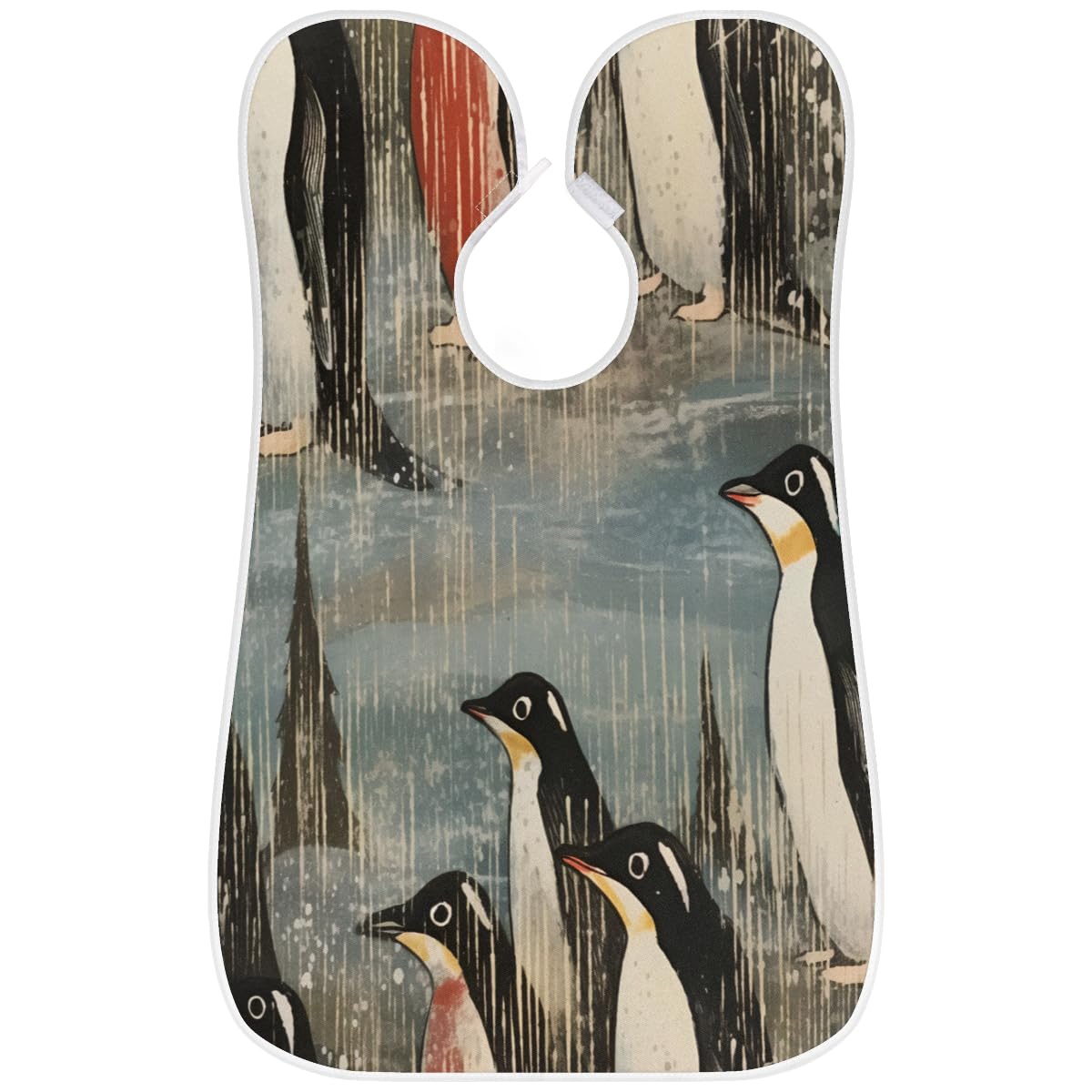 Vintage Watercolor Penguin Beard Shaving Bib for Men - Barber Apron for Hair Dye, Makeup & Beard Trimming - Artist Accessory & Hair Cutting Cape - Sink Hair Catcher - Perfect Gift for Barbers & Stylists (Great for Home Grooming & Salon Use)