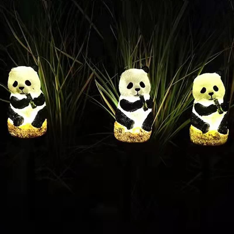 Pannow 2Pcs Solar Panda Lights - Waterproof LED Garden Decor for Outdoor Landscape, Patio, Lawn, Pathway & Backyard | Perfect for Camping, Porch & Nighttime Ambience