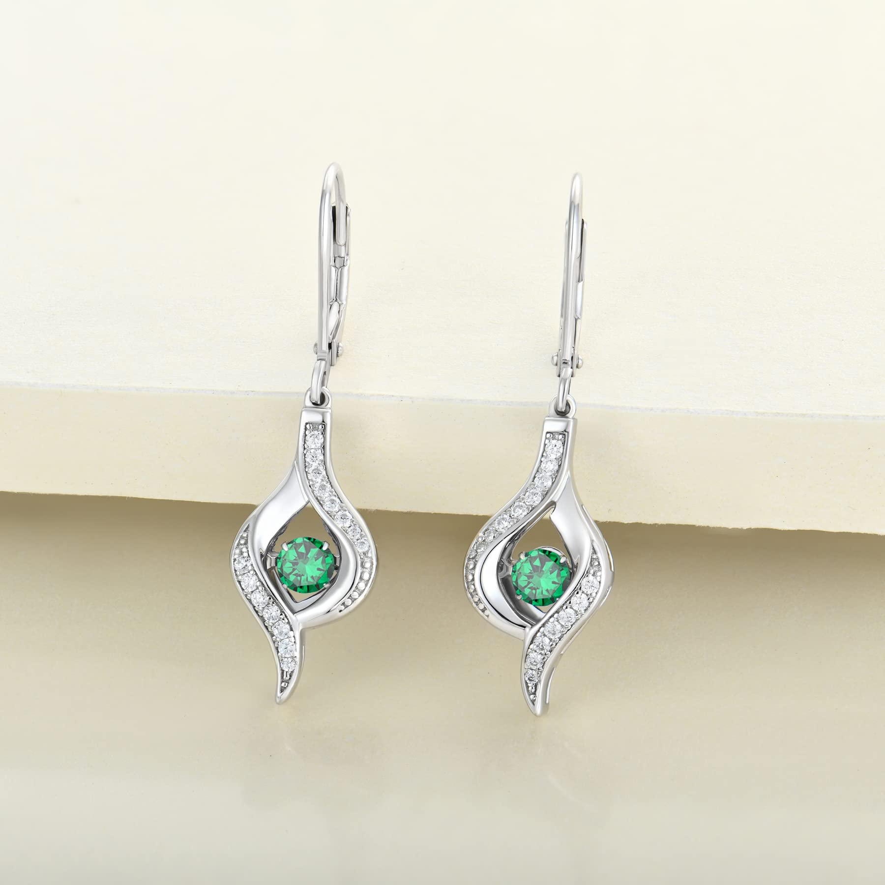 925 Sterling Silver YL Eyes Dangle Earrings with Birthstone - Elegant Halo Jewelry for Women | Perfect for Birthdays, Anniversaries & Special Occasions