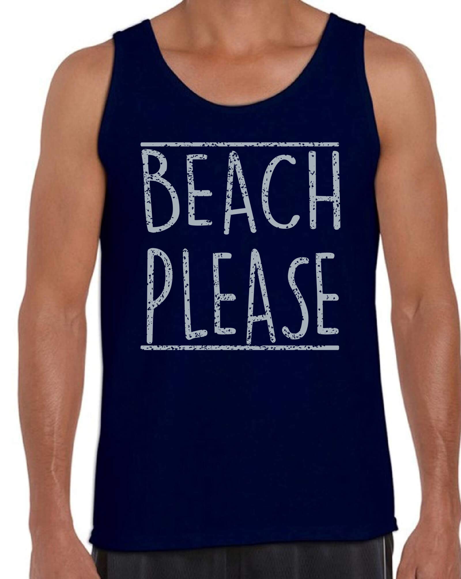 Awkwardstyles Men's Beach Please Tank Top - Gray Athletic Workout Shirt for Gym, Running & Summer Outfits | Casual Streetwear Style