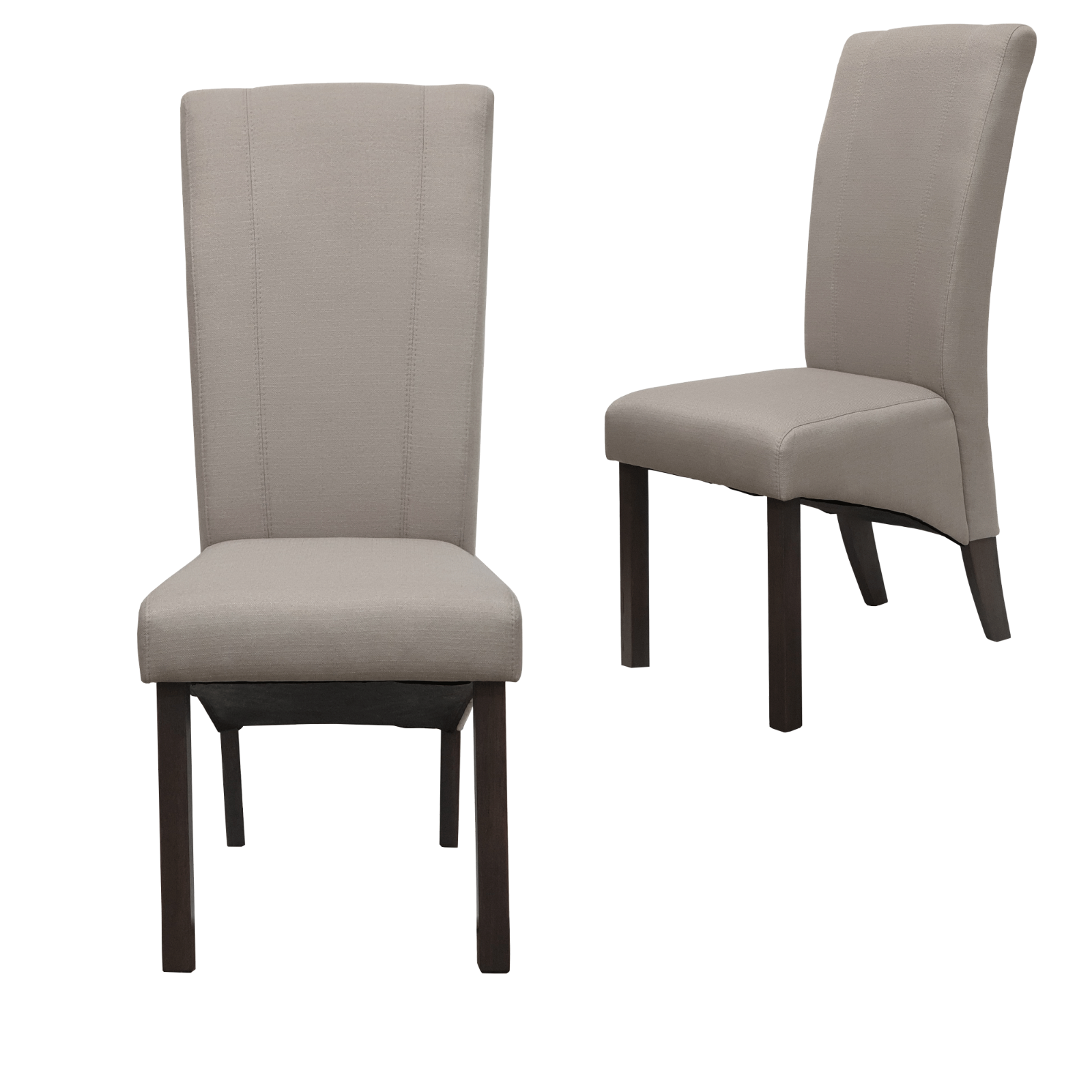 Chrome Fabric Dining Chairs with Rubberwood Legs - Textured Dry Grey Oak Finish (Set of 2) - Perfect for Modern Kitchens, Dining Rooms & Small Spaces