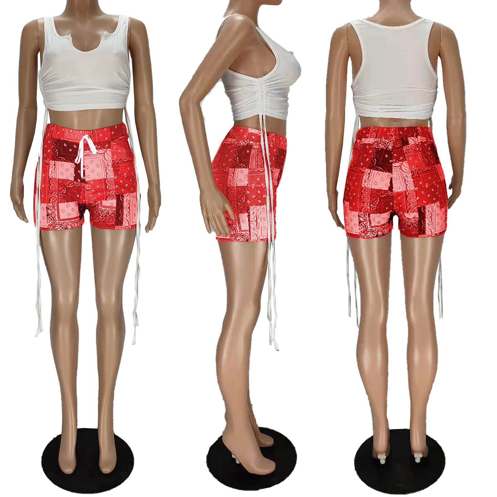 Acelyn Women's Sexy 2 Piece Short Sets - Summer Crop Tank Top & Patchwork Shorts Outfit | Casual Beachwear, Vacation Outfits, Street Style Fashion