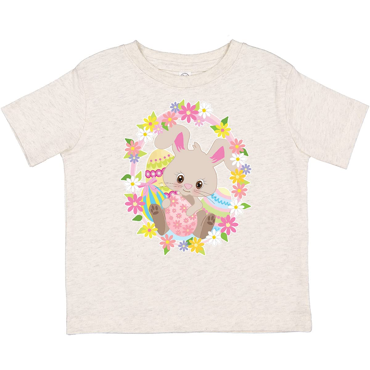 Easter Bunny Toddler T-Shirt - Floral Easter Egg Design for Kids