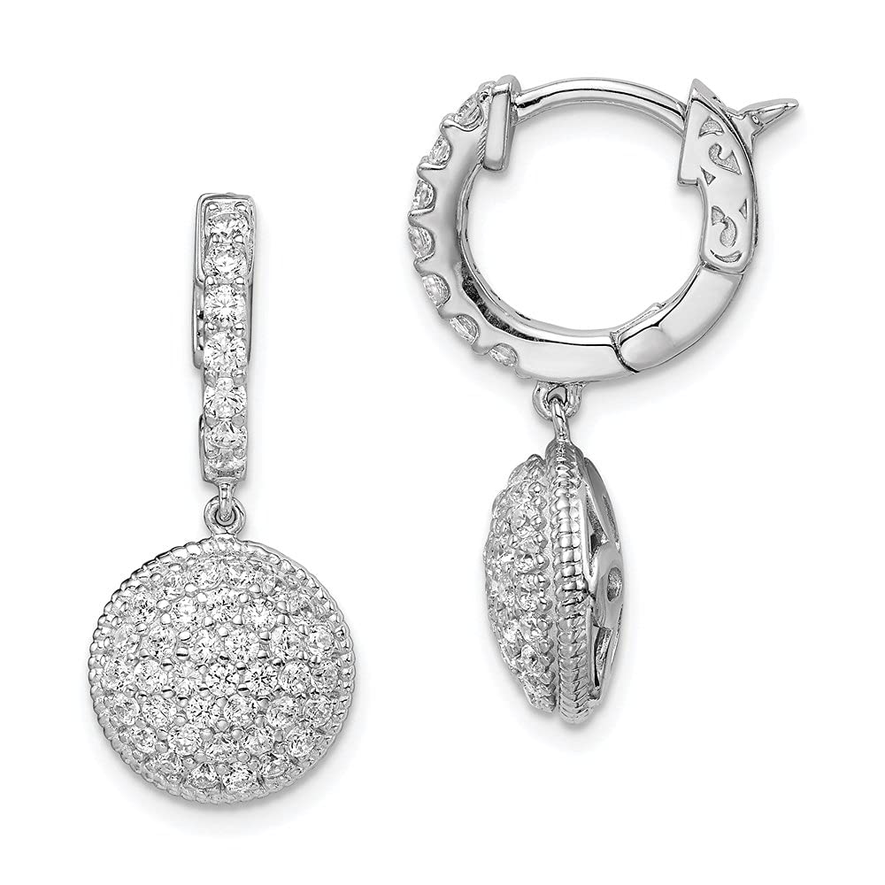 Sterling Silver Rhodium Plated CZ Hinged Dangle Hoop Earrings for Women | Elegant Fine Jewelry Gift for Birthday, Anniversary & Special Occasions