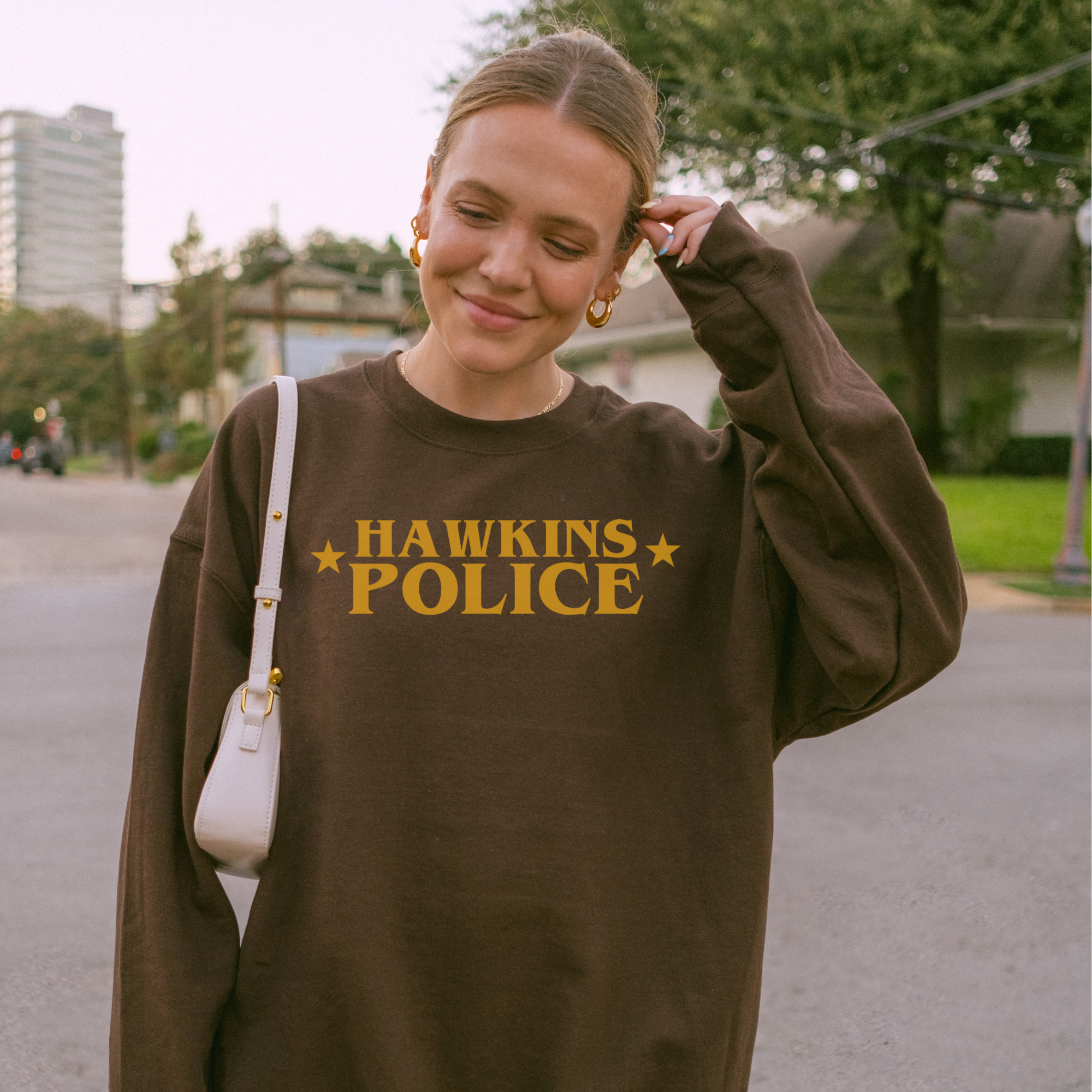 Hawkins Police Crewneck Sweatshirt - Vintage Inspired TV Show Merchandise for Fans | Casual Wear, Cosplay & Gift Ideas