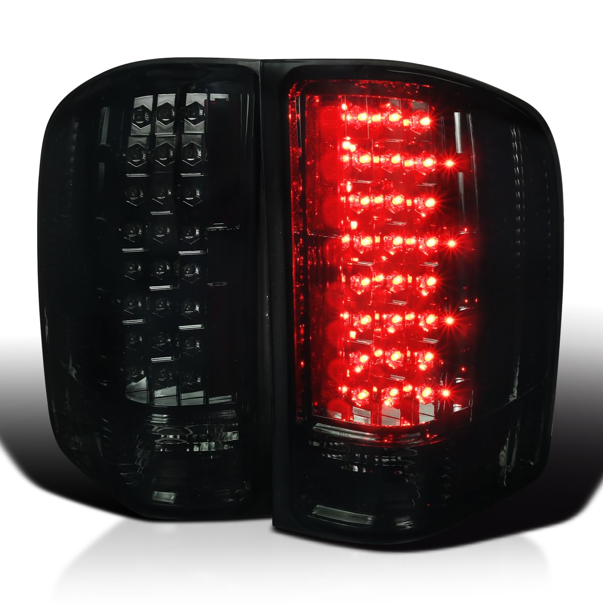 Spec-D Tuning Smoke LED Tail Lights for 2007-2013 Chevy Silverado 1500/2500/3500 - Left & Right Pair Assembly - Enhanced Visibility & Style for Night Driving & Custom Truck Builds