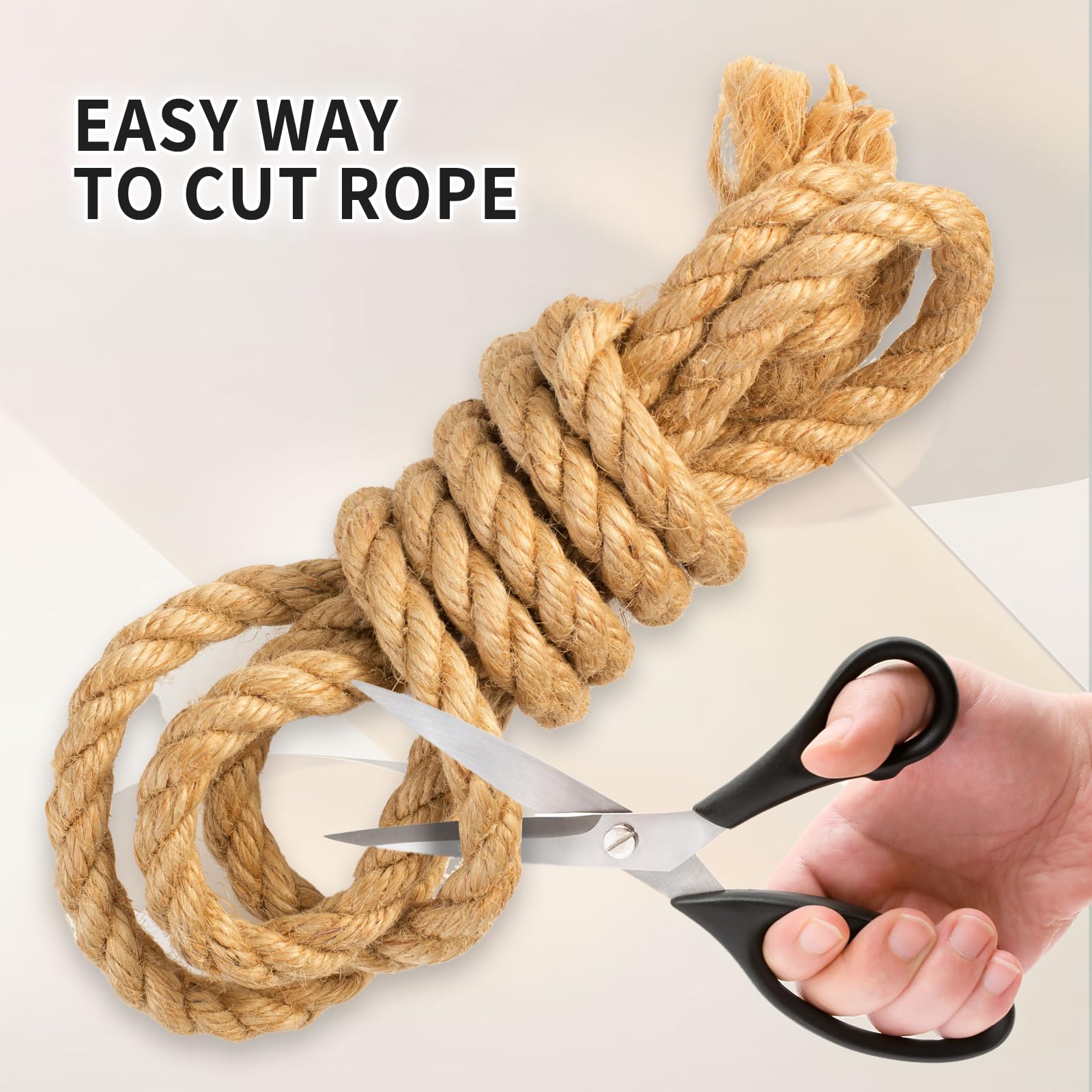 **3/4 Inch x 50 ft Natural Jute Rope - Heavy Duty Twisted Manila Hemp Rope (20mm Thick) for Tug of War, Crafts, Railing, Gardening, Bundling, Hammocks & Home Decor | Durable & Eco-Friendly**    *(Use Cases: Perfect for outdoor activities, DIY projects, home decoration, gardening, and heavy-duty tasks like tug of war or securing loads.)*