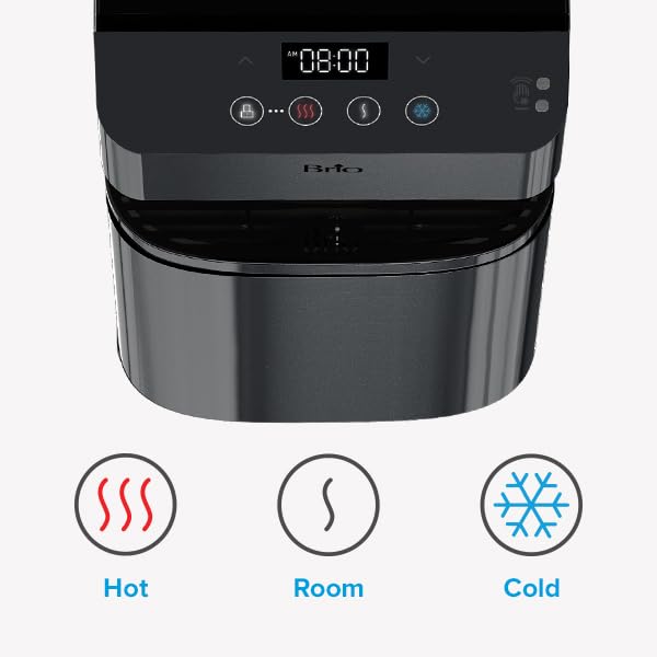Brio Moderna Touchless Bottom Load Water Cooler Dispenser - Self-Cleaning, Motion Sensor, Tri-Temperature Dispensing, Child Safety Lock, 3/5 Gallon Bottle Capacity, Digital Display with LED Light - Perfect for Offices, Homes, and Schools