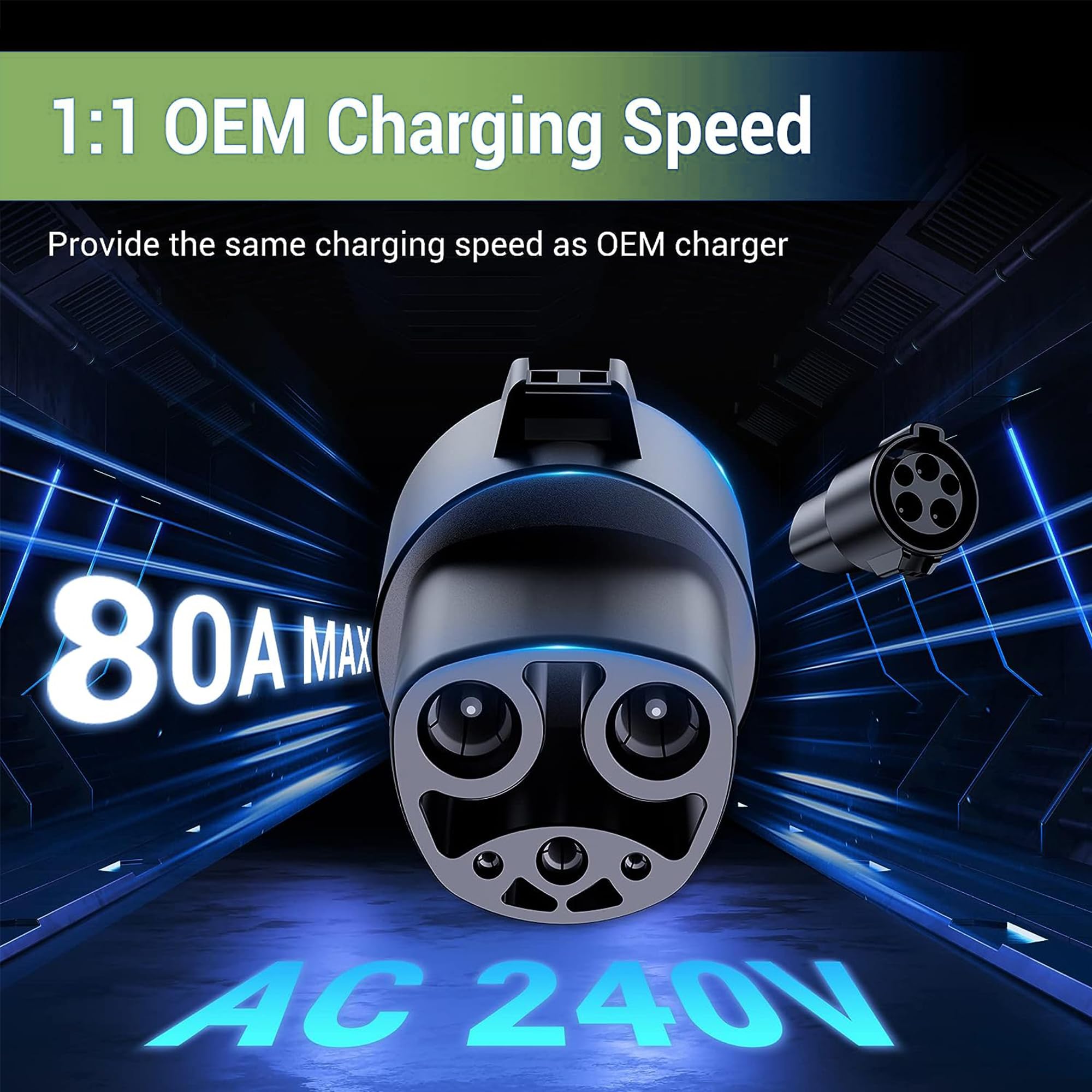 J1772 to Tesla Charging Adapter 80A 240V AC - SAE Certified Tesla Charger Adapter for Model 3/Y/S/X - Fast EV Charging at Home & Public Stations