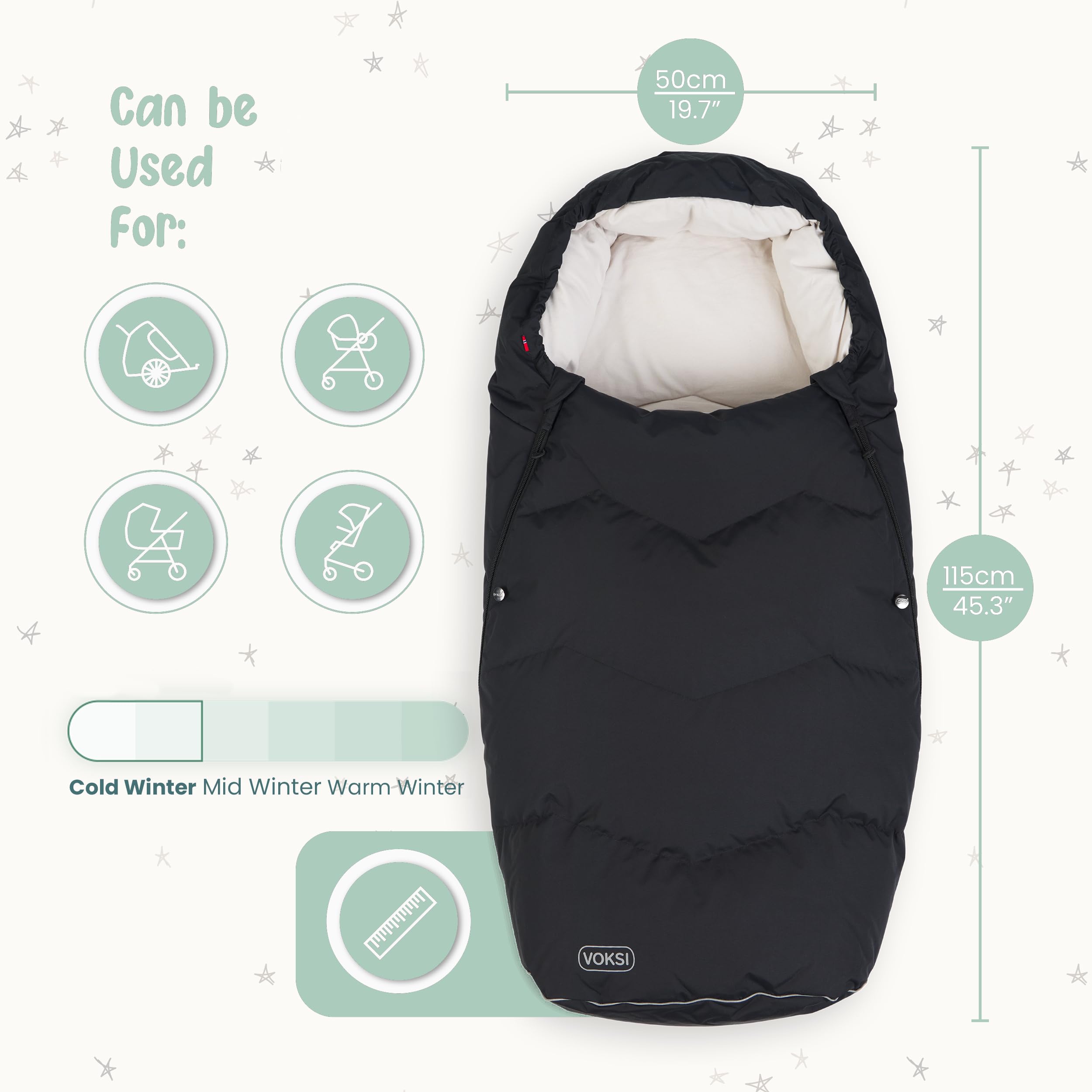 Premium Stroller Footmuff - Natural Wool & Down Insulated Baby Carrier Cover | Ultra-Warm, Extendable Design for All Seasons | Perfect for Urban Parents & Outdoor Adventures (Norway Made)