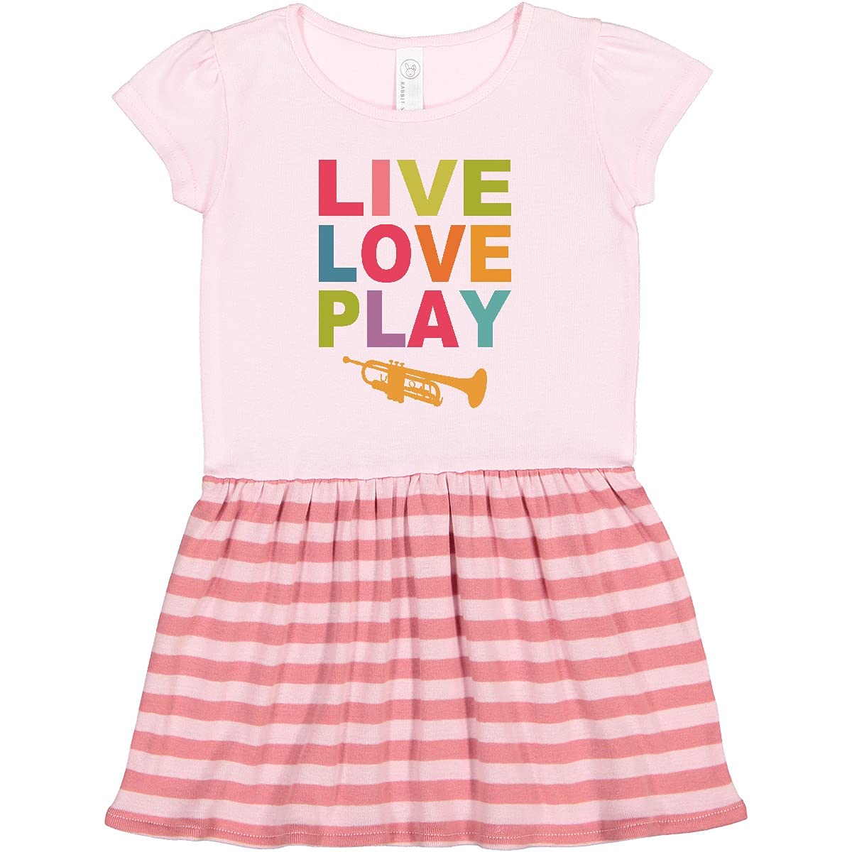Inktastic Live Love Play The Trumpet Toddler Dress - Cute Musical Themed Outfit for Girls, Band Performance & Casual Wear