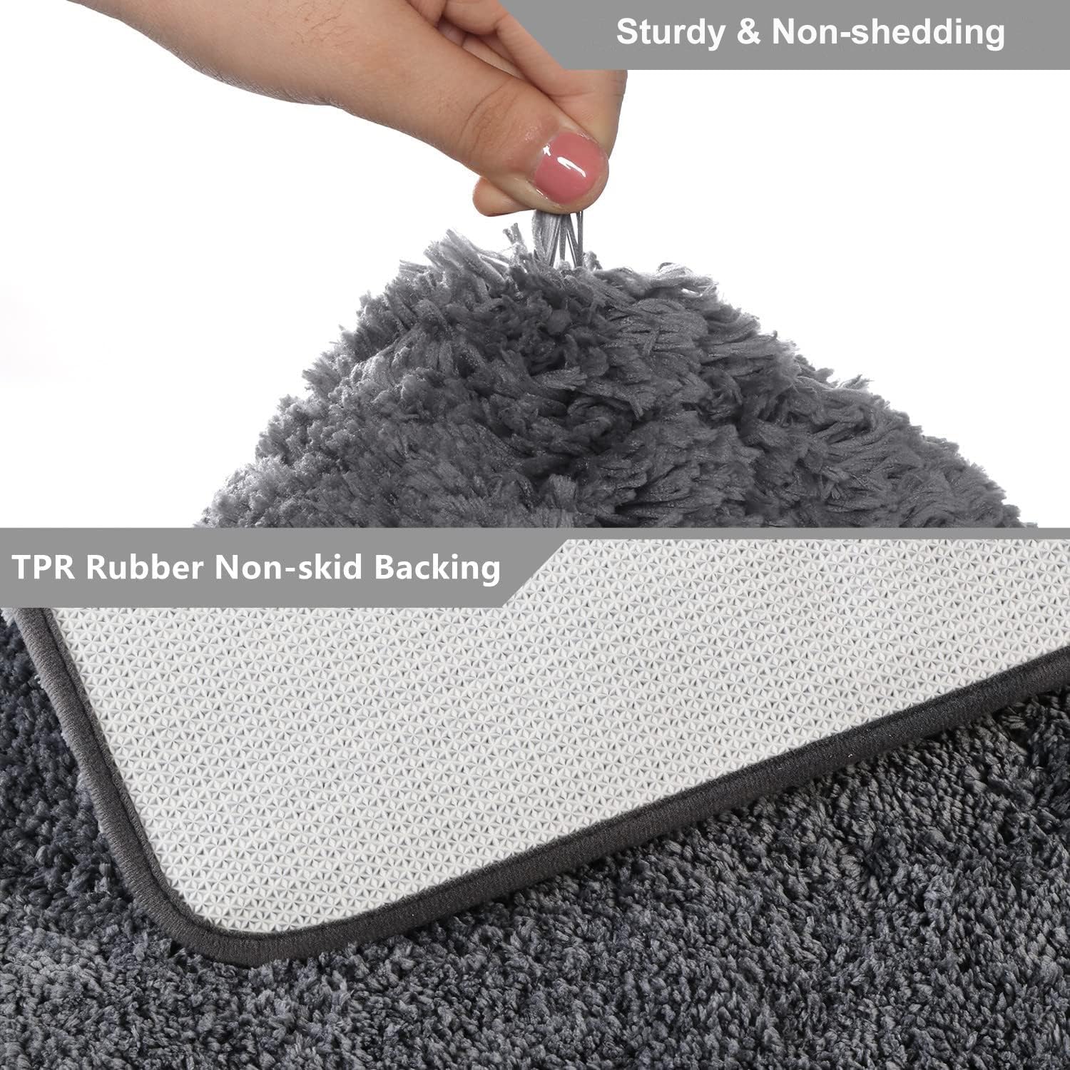 Luxury Grey Shaggy Bath Mat - 19.5